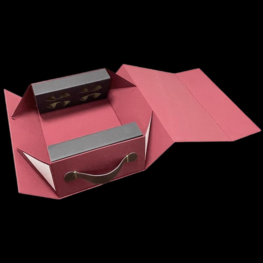 Foldable Wine Gift Box | 2 Bottle Red Portable Box | In Stock Wholesale
