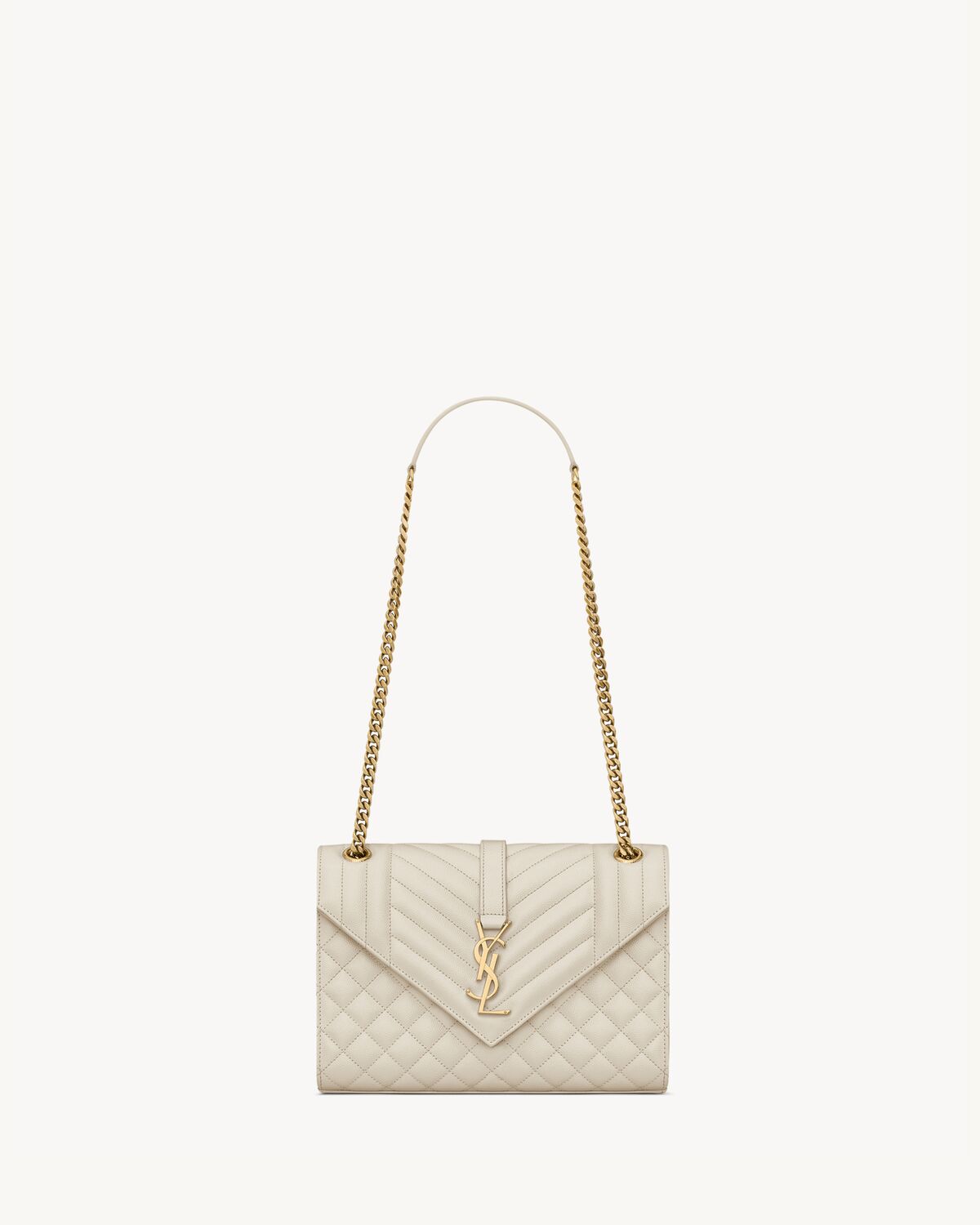 envelope medium in quilted grain de poudre embossed leather BLANC VINTAGE