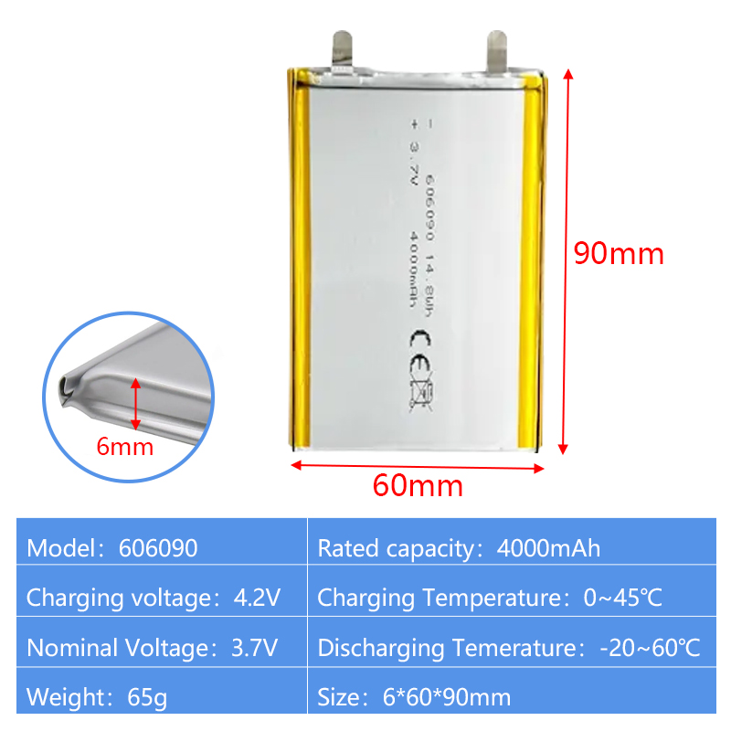 Pouch Lithium Ion Batteries 606090 3.7v4000mAh