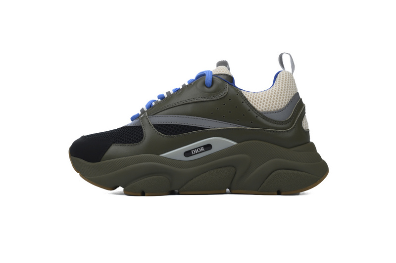 Dior Olive Green 'B22' Sneakers Cream