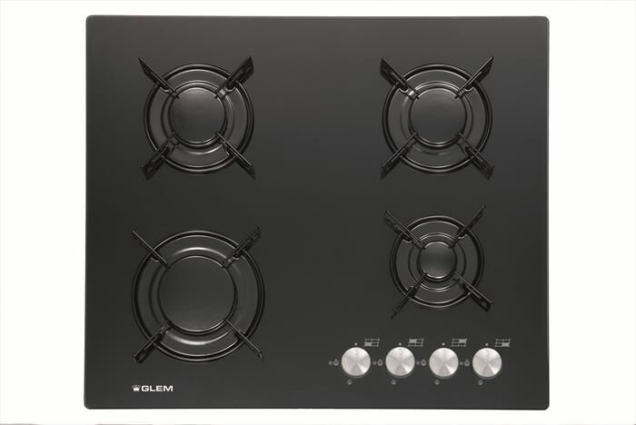 GLEM GAS - Piano cottura a gas GV64BK 4 fuochi 60cm-nero