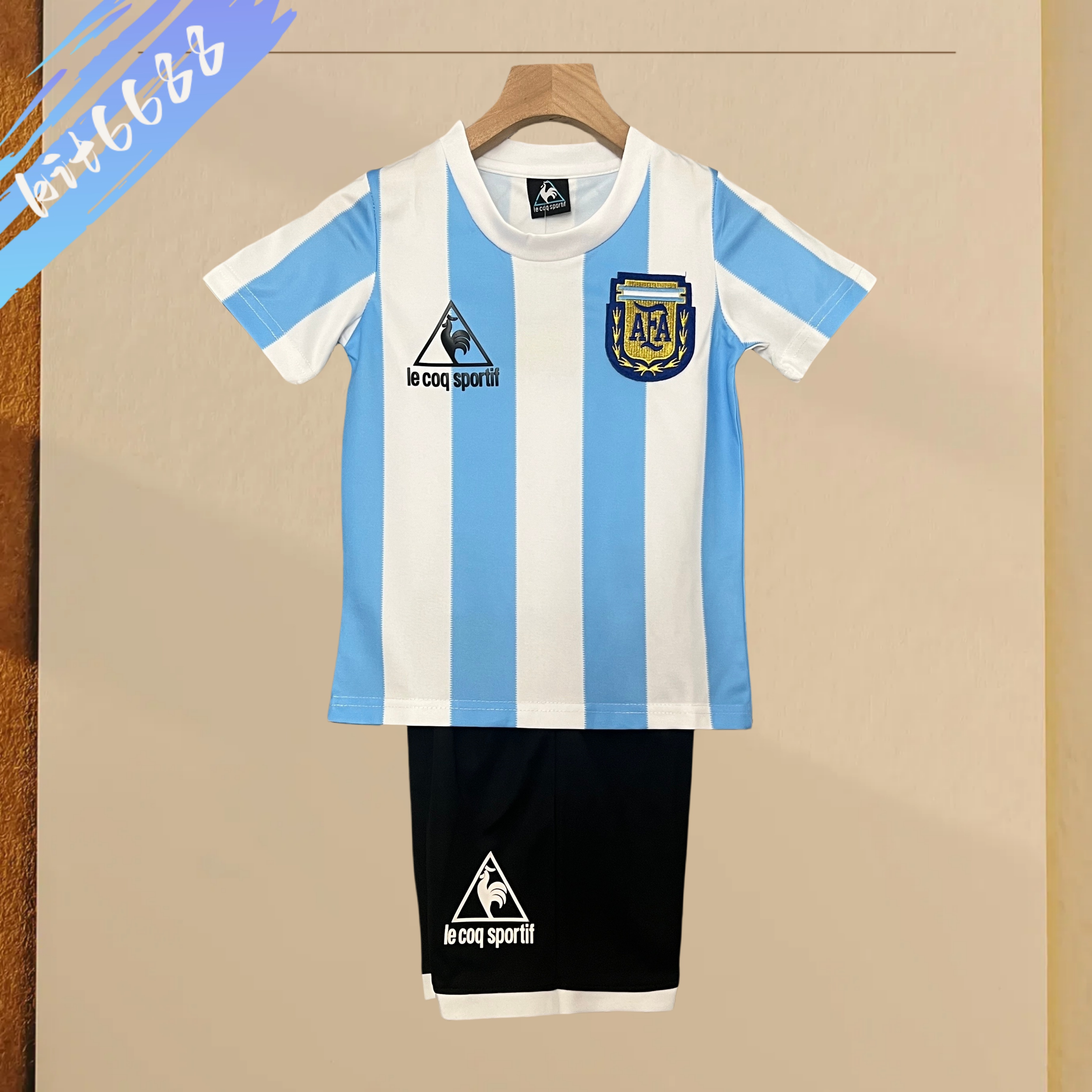 1986 Argentina Home Retro  Football Shirt ( Kids Kit )