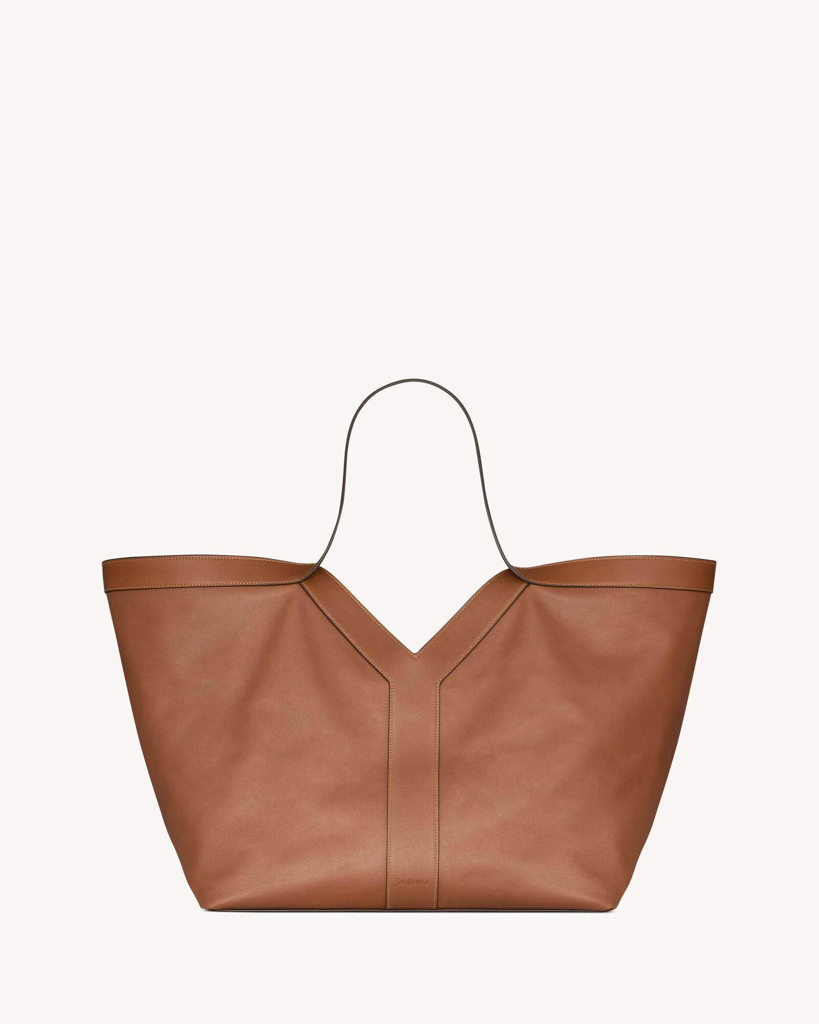 y tote in leather BRICK