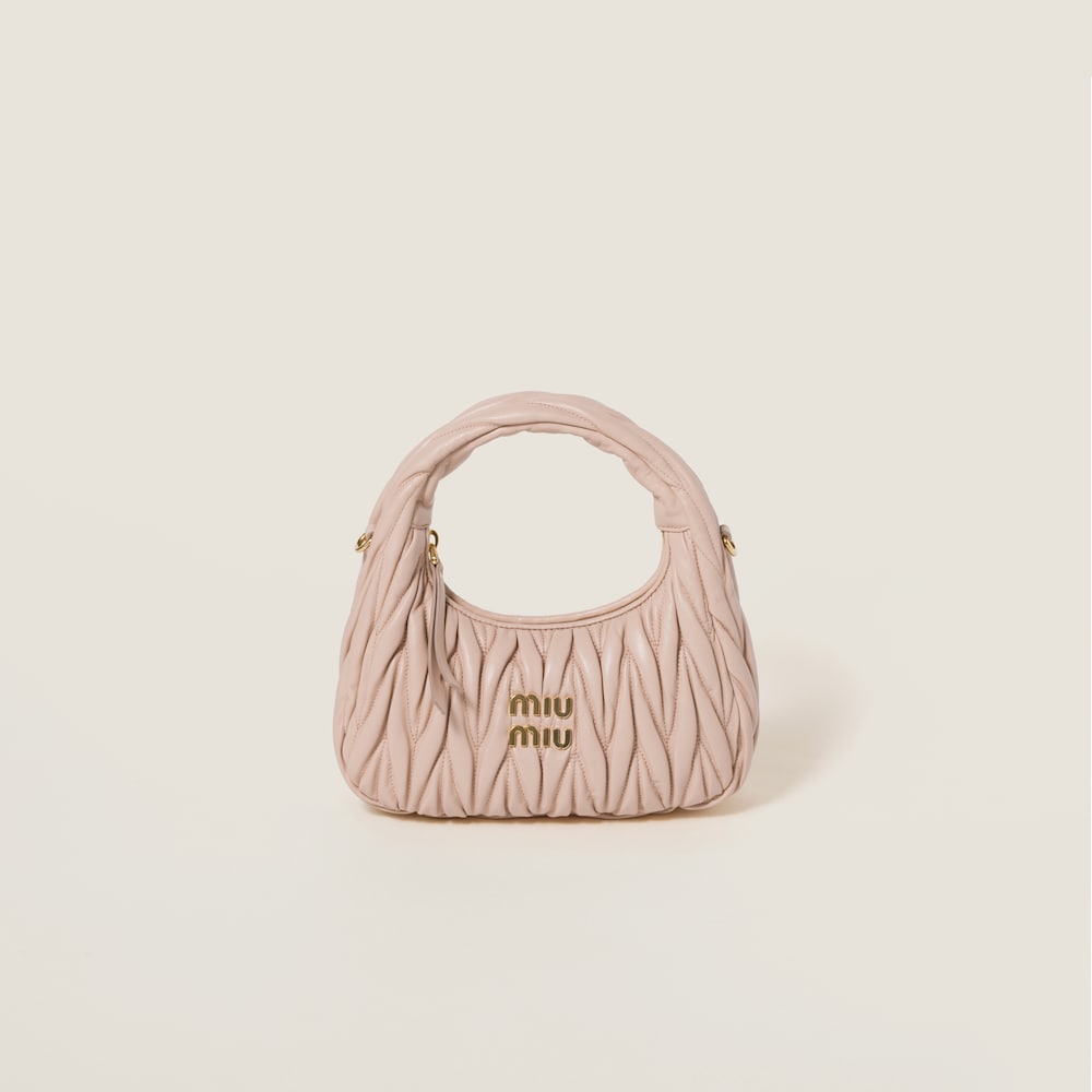 Wander matelassé nappa leather hobo bag Powder Pink