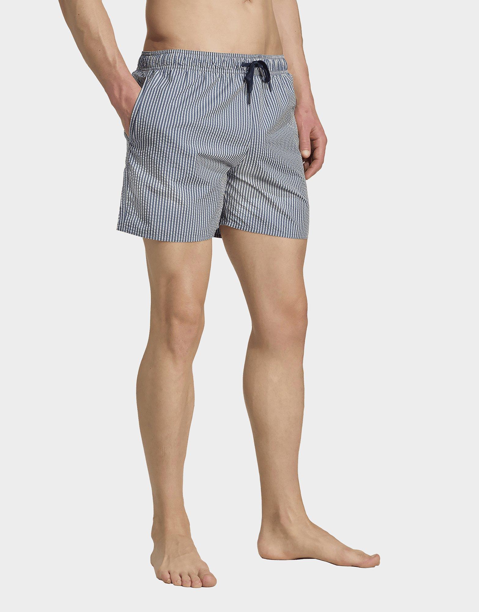 adidas Seersucker Gestreifte Badeshorts 5 Zoll