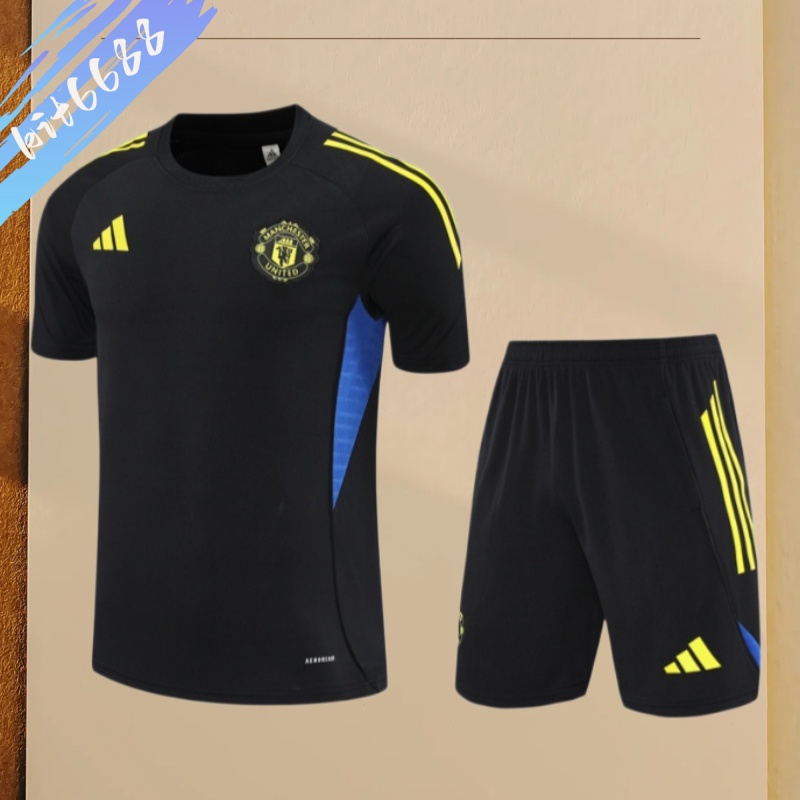 25/26 Manchester United black Short Sleeve Training Wear ( Adult kit Kids )