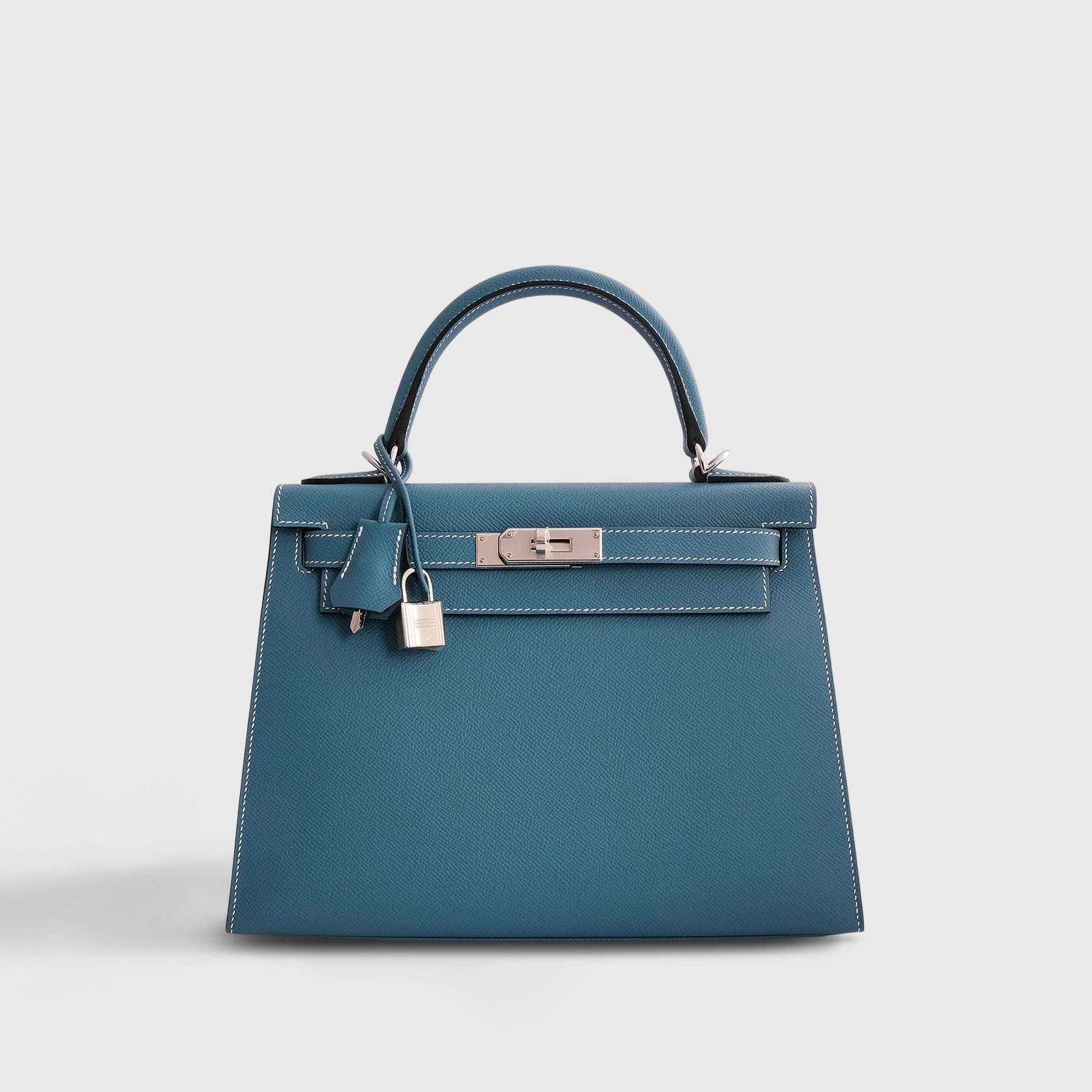 Hermès Kelly 28 Epsom New Blue Jean Sellier Palladium Hardware