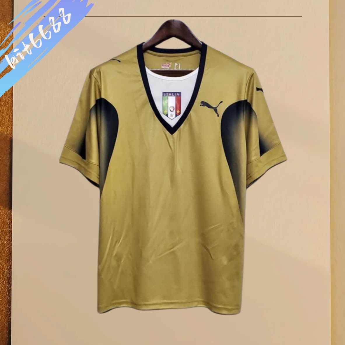 2006 Italy Golden Retro Football Shirt