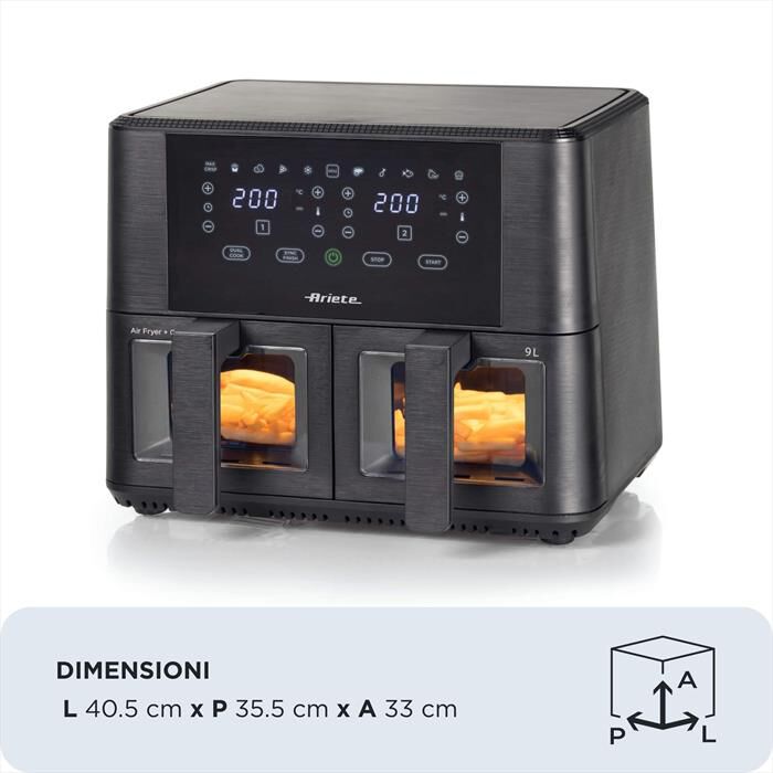 ARIETE - Friggitrice ad aria doppia 4631 9L 2400W-Nero