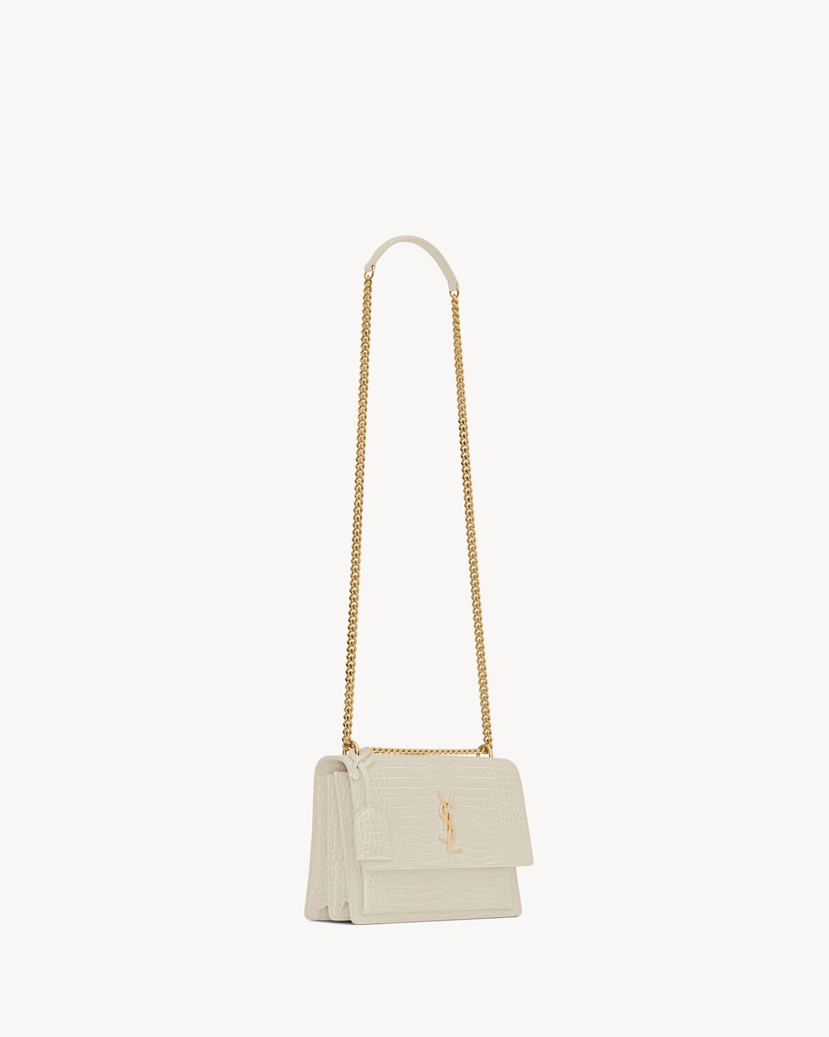 sunset medium in crocodile-embossed leather BLANC VINTAGE