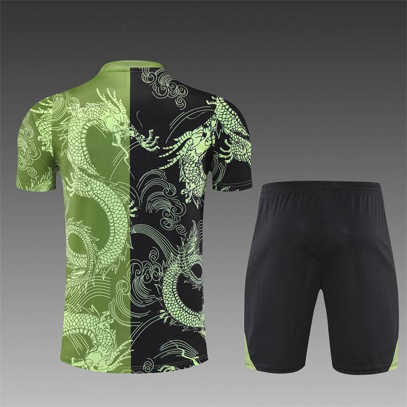 25/26 Real Madrid black-green Short Sleeve Training Wear ( Adult kit Kids )
