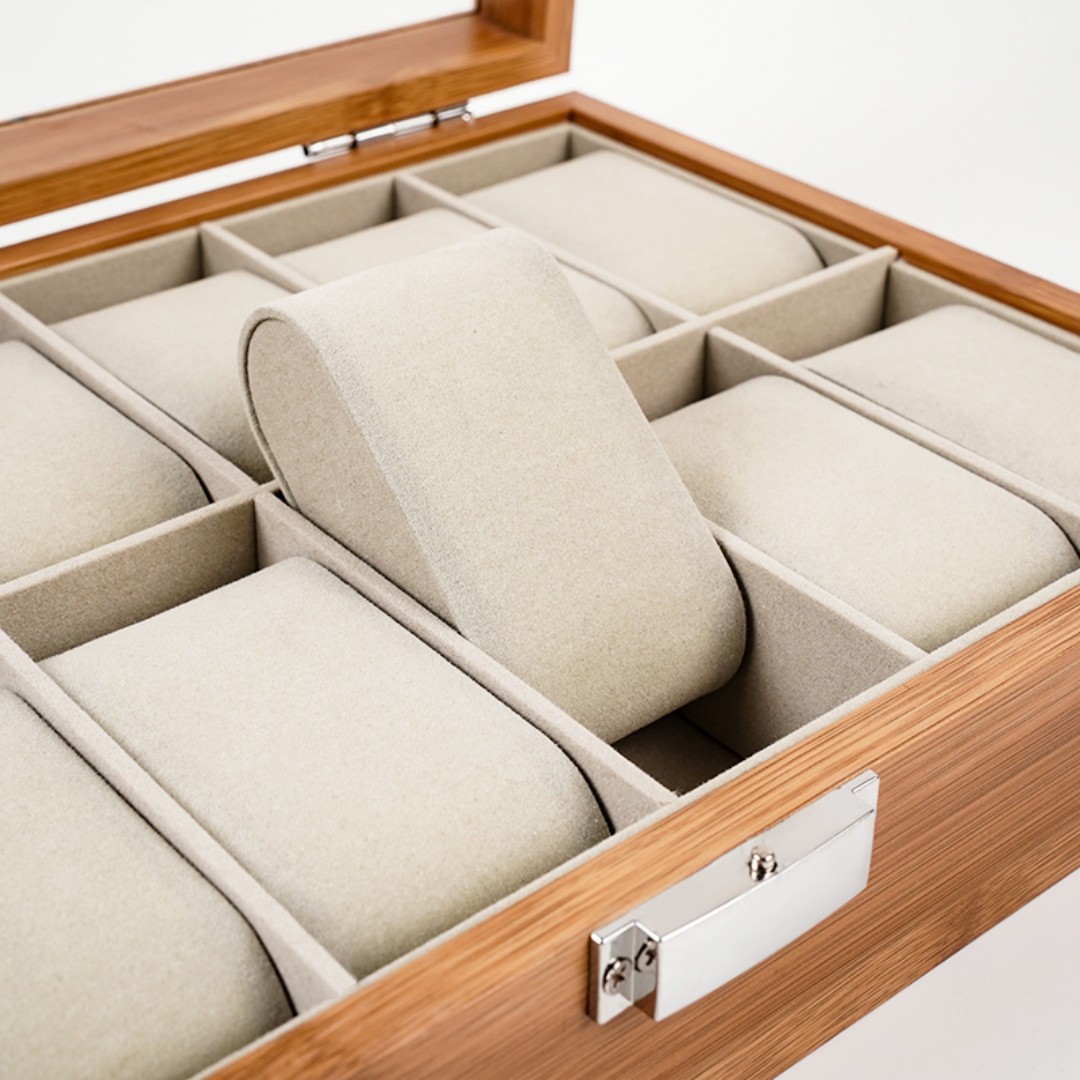 1,2,3,6,10,12 Slot Watch Cases for Men Watch Box with Large Glass Lid Lockable Wood Watch Display Case Watch Organizer Giftable Elegant Watch Holder custom logo