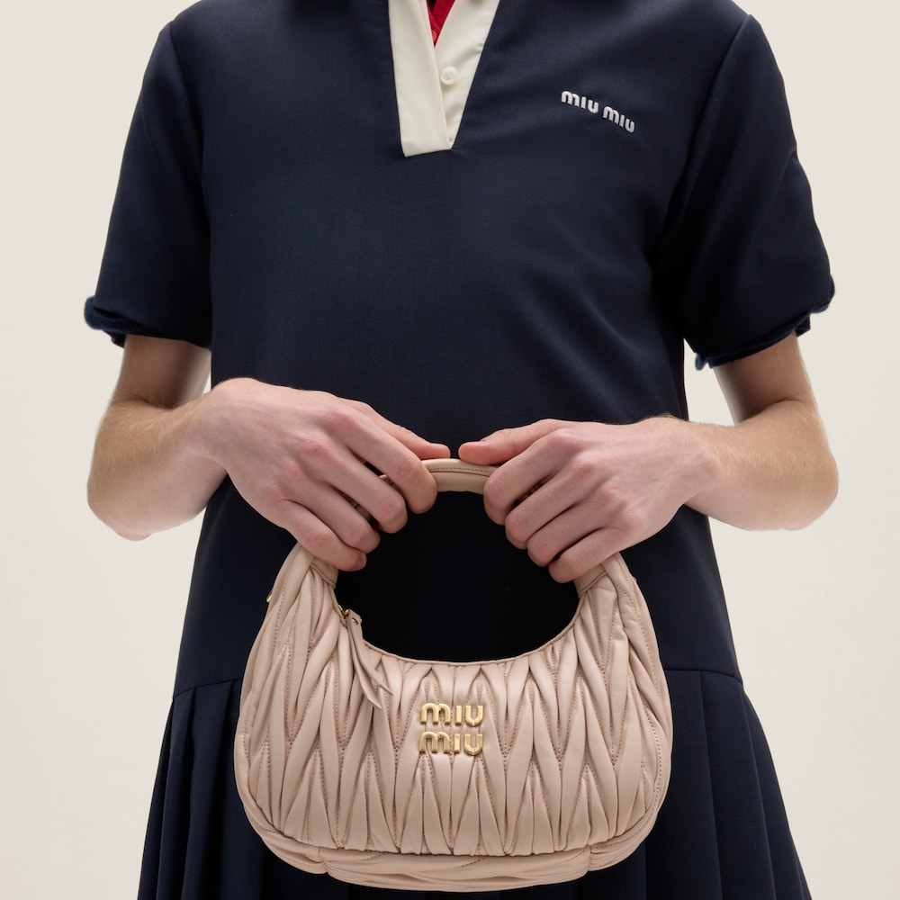 Wander matelassé nappa leather hobo bag Powder Pink