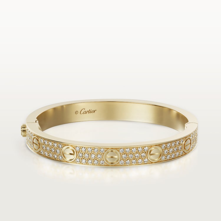 LOVE bracelet, classic model, paved 18K yellow gold 6.7 mm