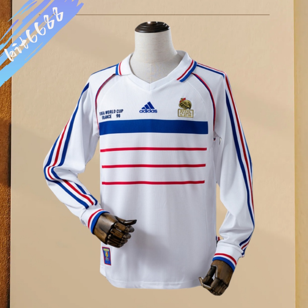 1998 France Away Long Sleeve Retro Football Shirt