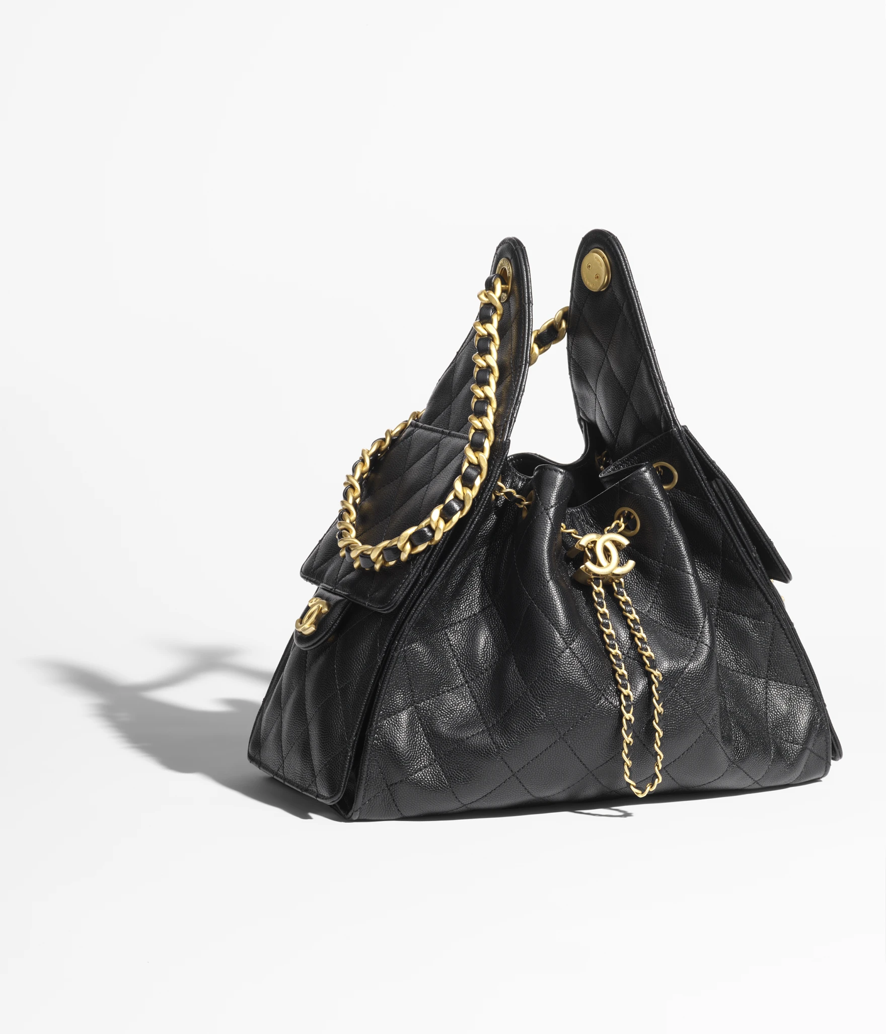 CHANEL 25 Small Handbag Grained Calfskin & Gold-Tone Metal Black