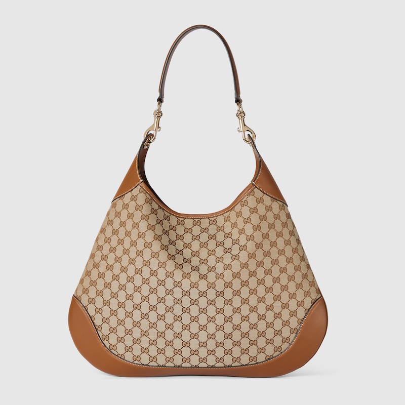 Gucci B large shoulder bag Beige and dark brown GG canvas