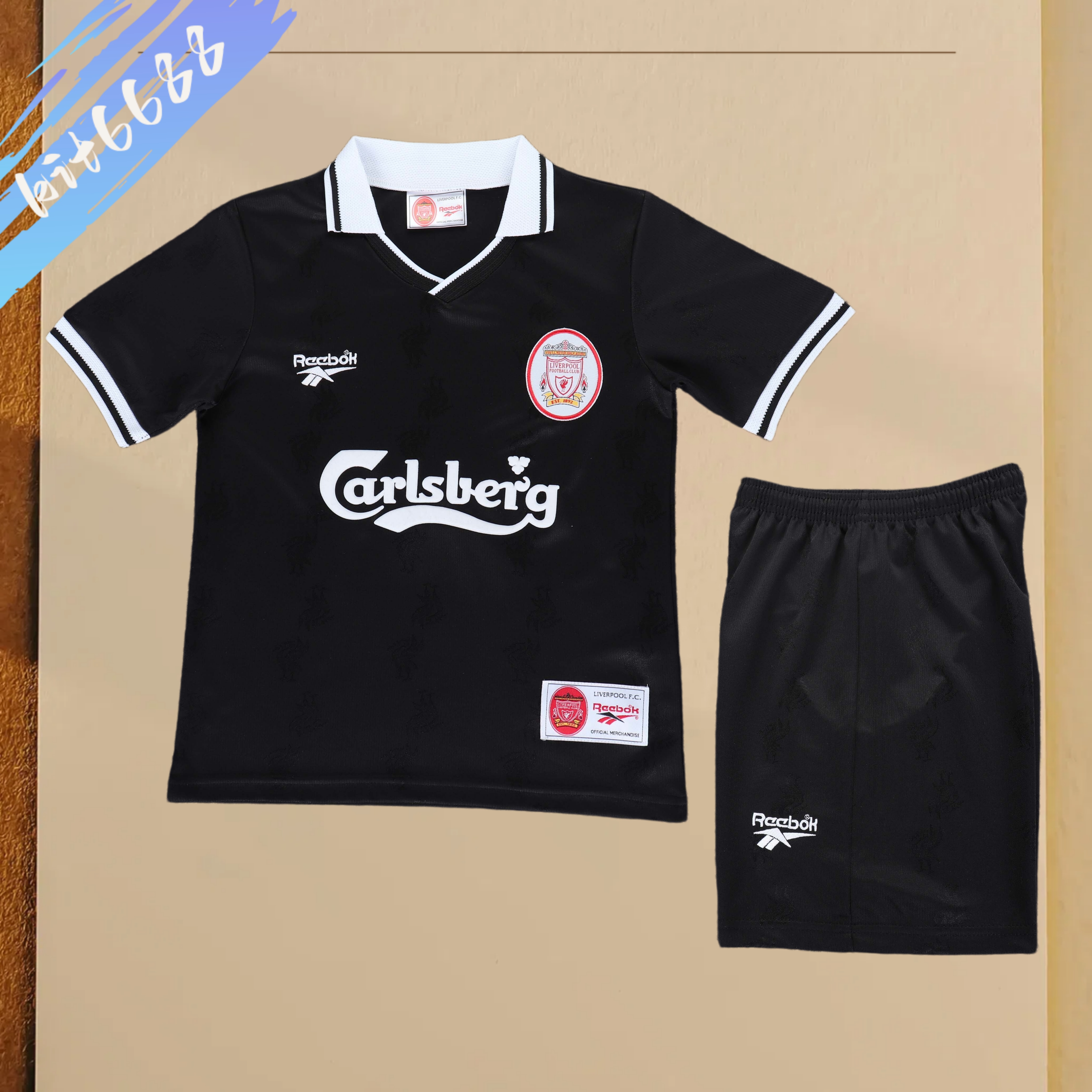 96/97 Liverpool second away Retro Football Shirt (Kids Kit）