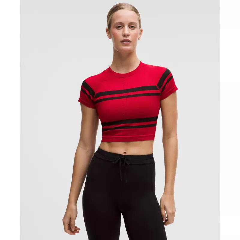Swiftly Tech Cropped Short-Sleeve Shirt 2.0 Stripe