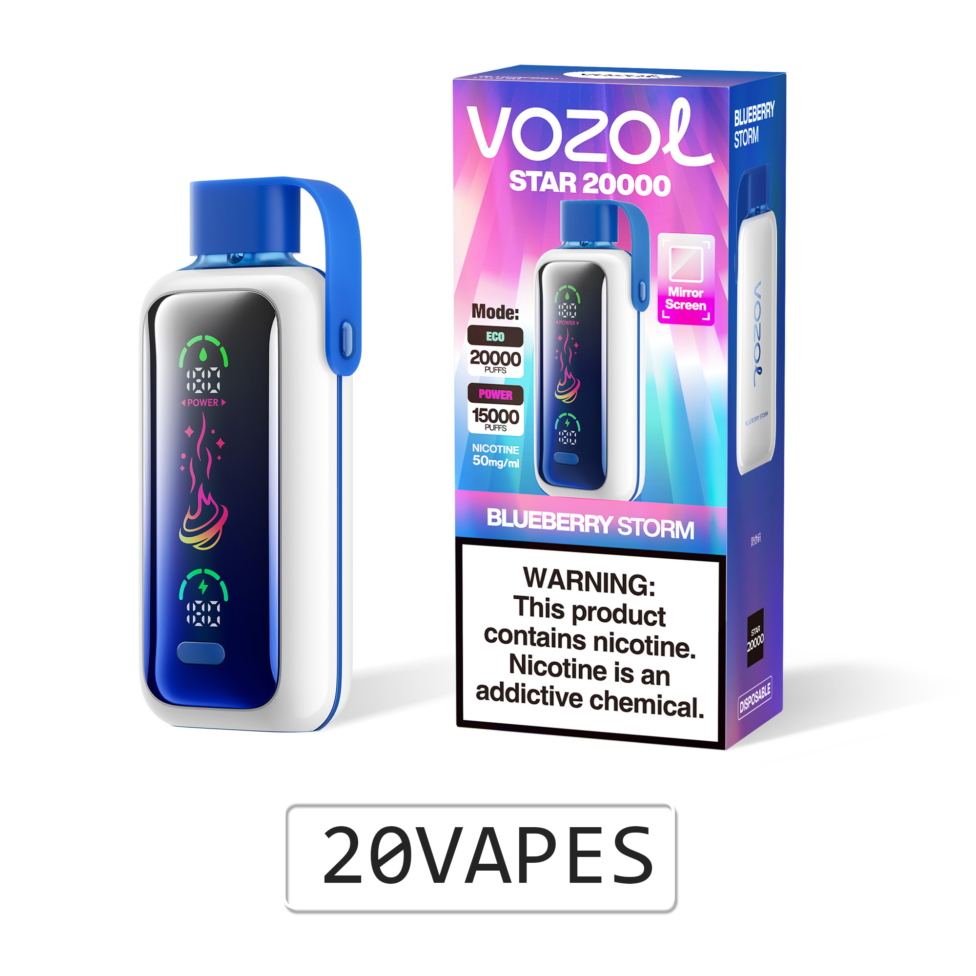 VOZOL Star 20000 Dual Power Rechargeable Vape (10 Vapes)