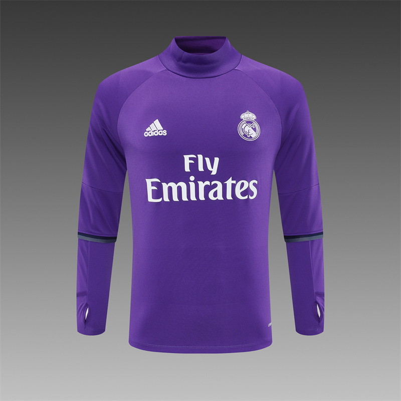 16/17 Real Madrid Retro Training Uniform Long- Sleeve Football Shirt