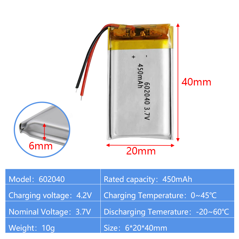 Pouch Lithium Ion Batteries 602025 602030 3.7v 250mAh 300mAh