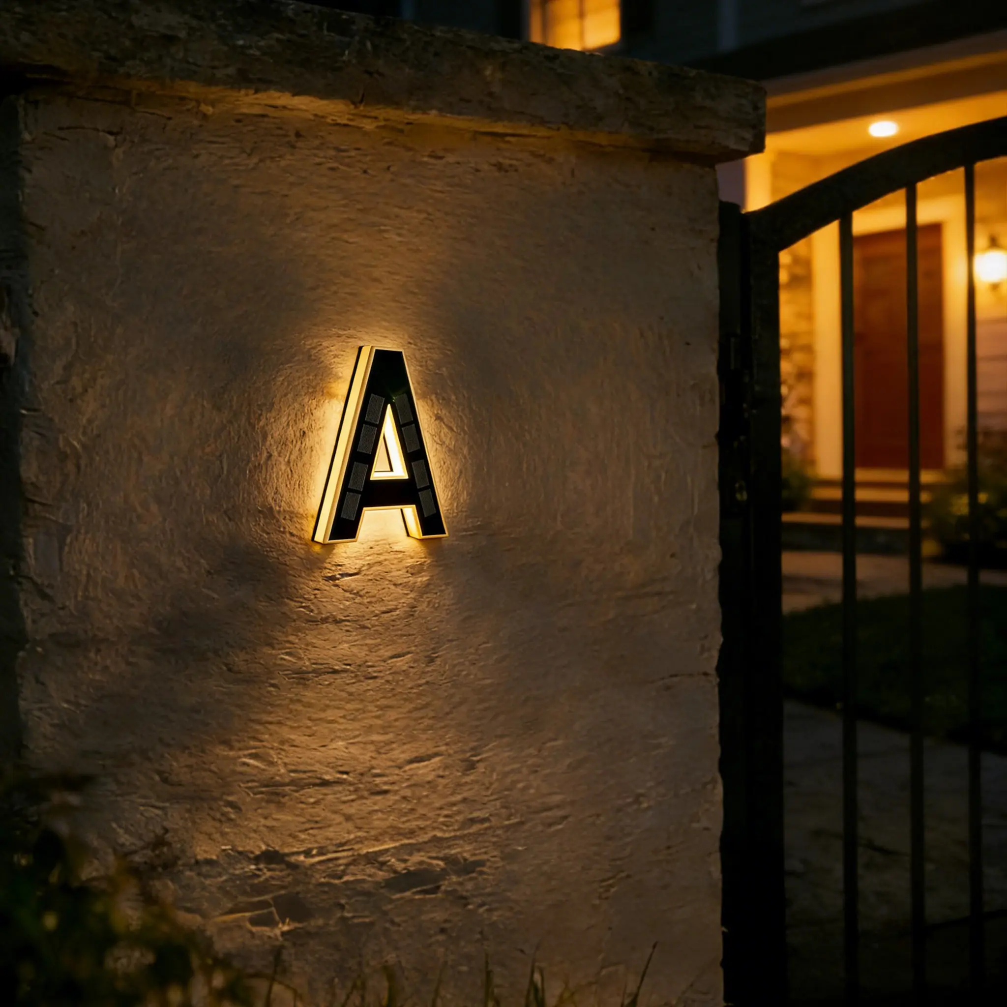 9 Inch Solar Lighted House Numbers for Outside, Light Up Waterproof LED Address Numbers Signs for Houses, Large Personalized Illuminated Exterior Modern House Numbers Light