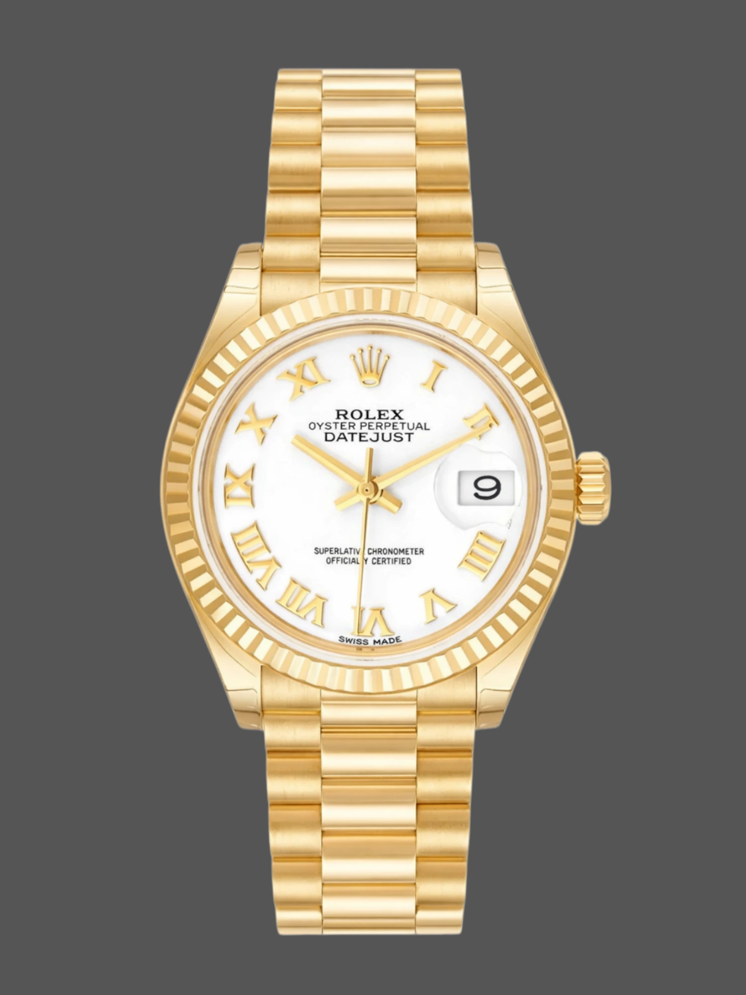 Rolex Datejust 279178 White Roman Dial Fluted Bezel 28mm Lady Replica Watch