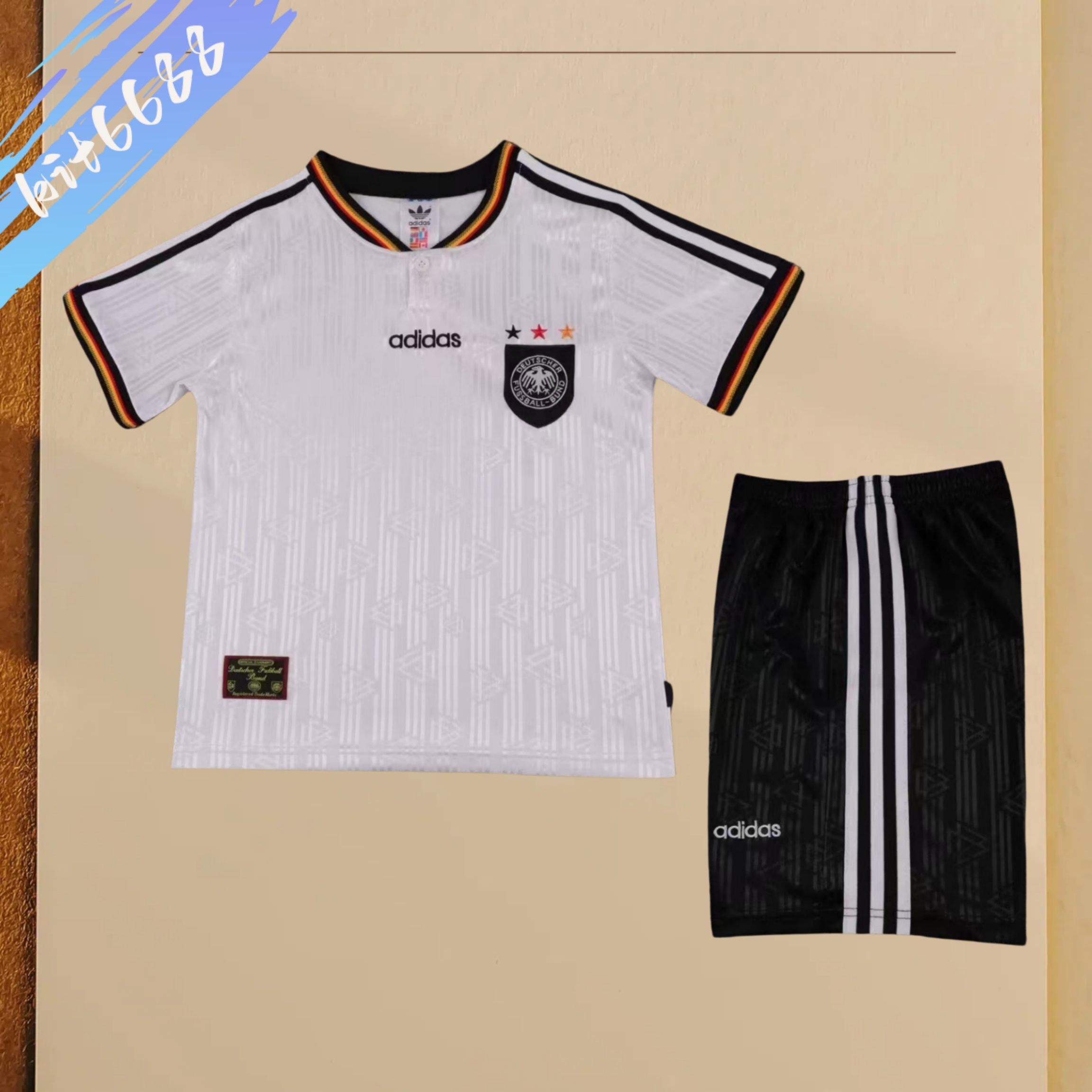 1996 Germany home Retro Football Shirt ( Kids Kit )