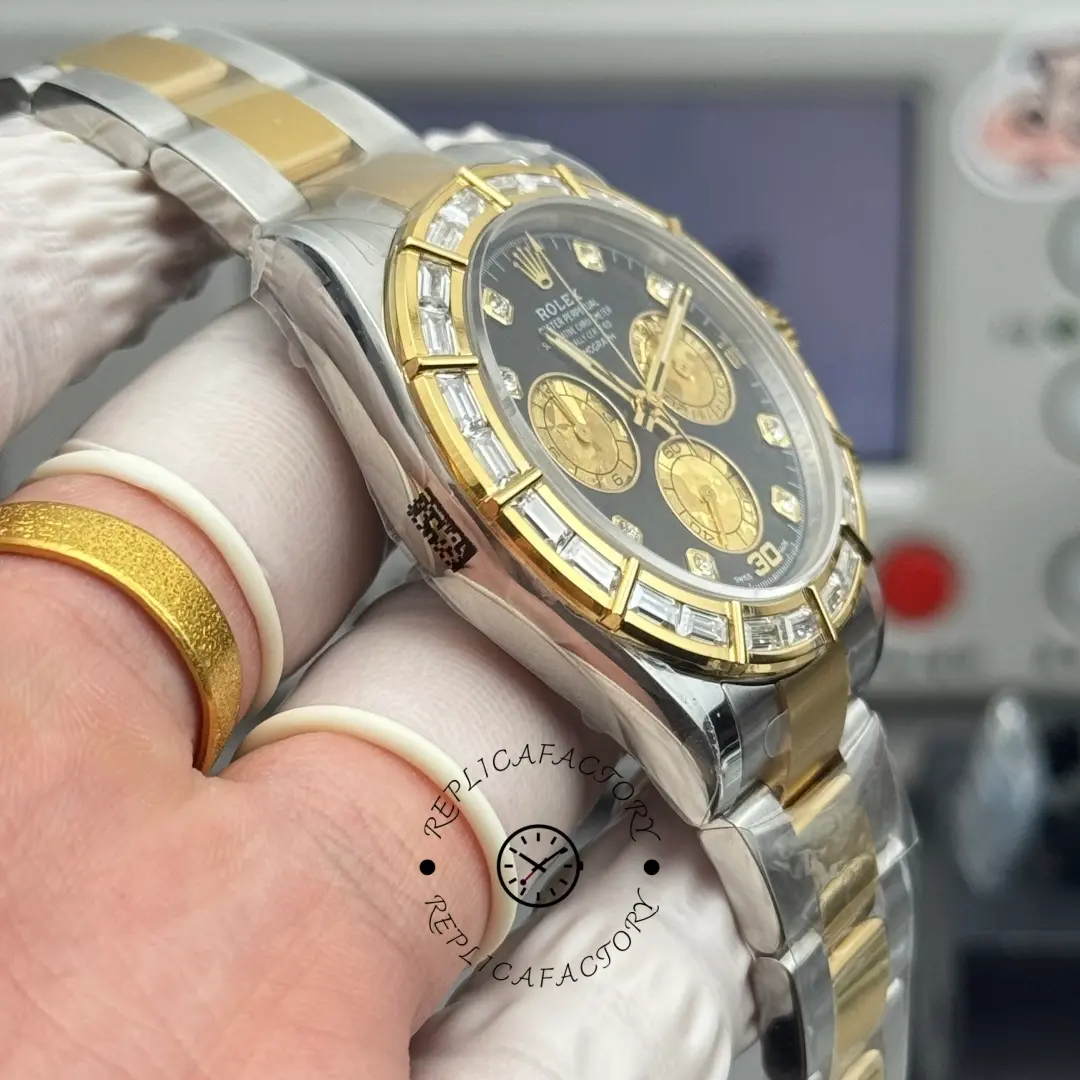 Rolex Daytona Cosmograph 116568BR Replica 40 Yellow Gold Black MOP Dial