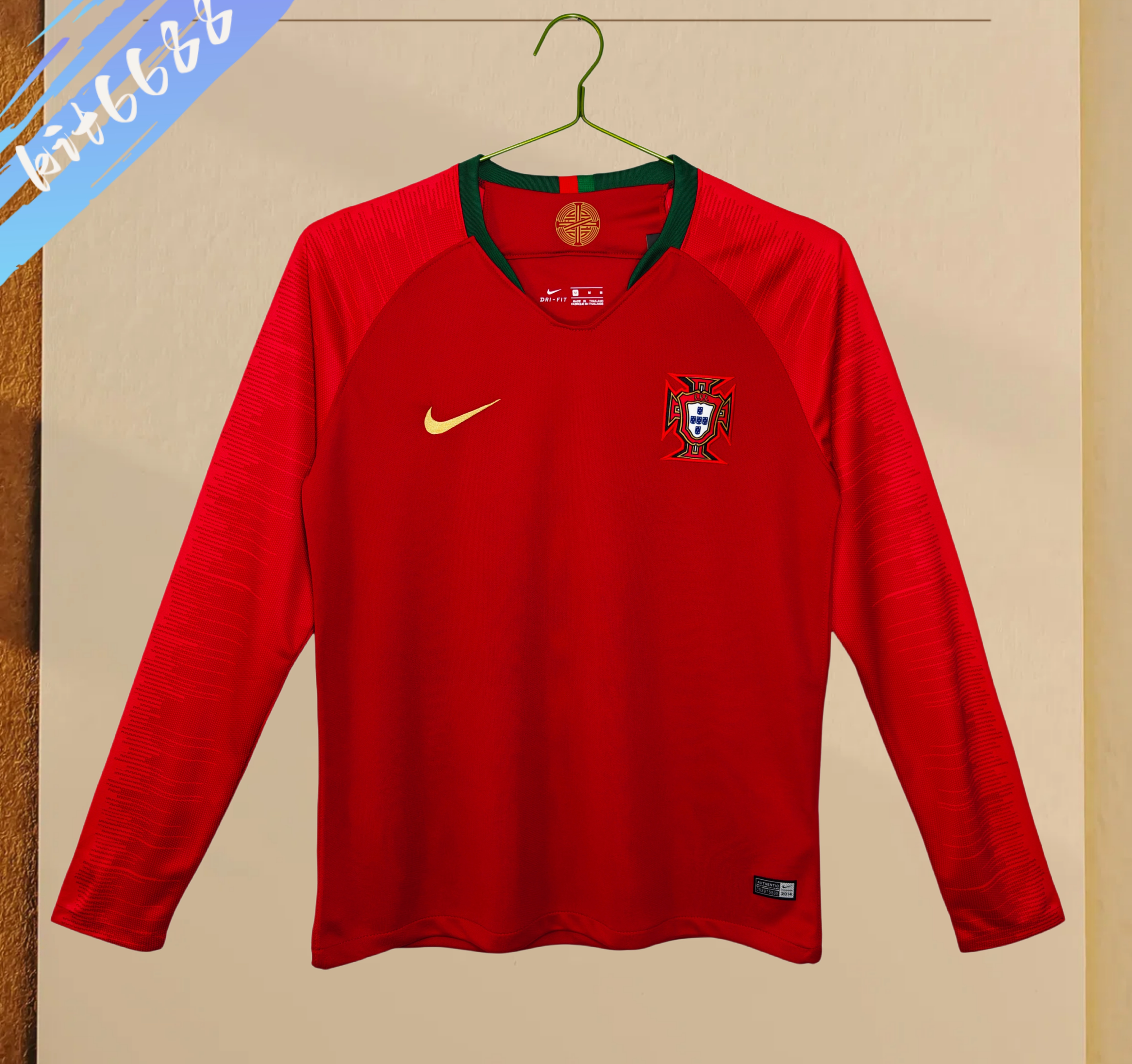 2018 Portugal home Retro long Football Shirt