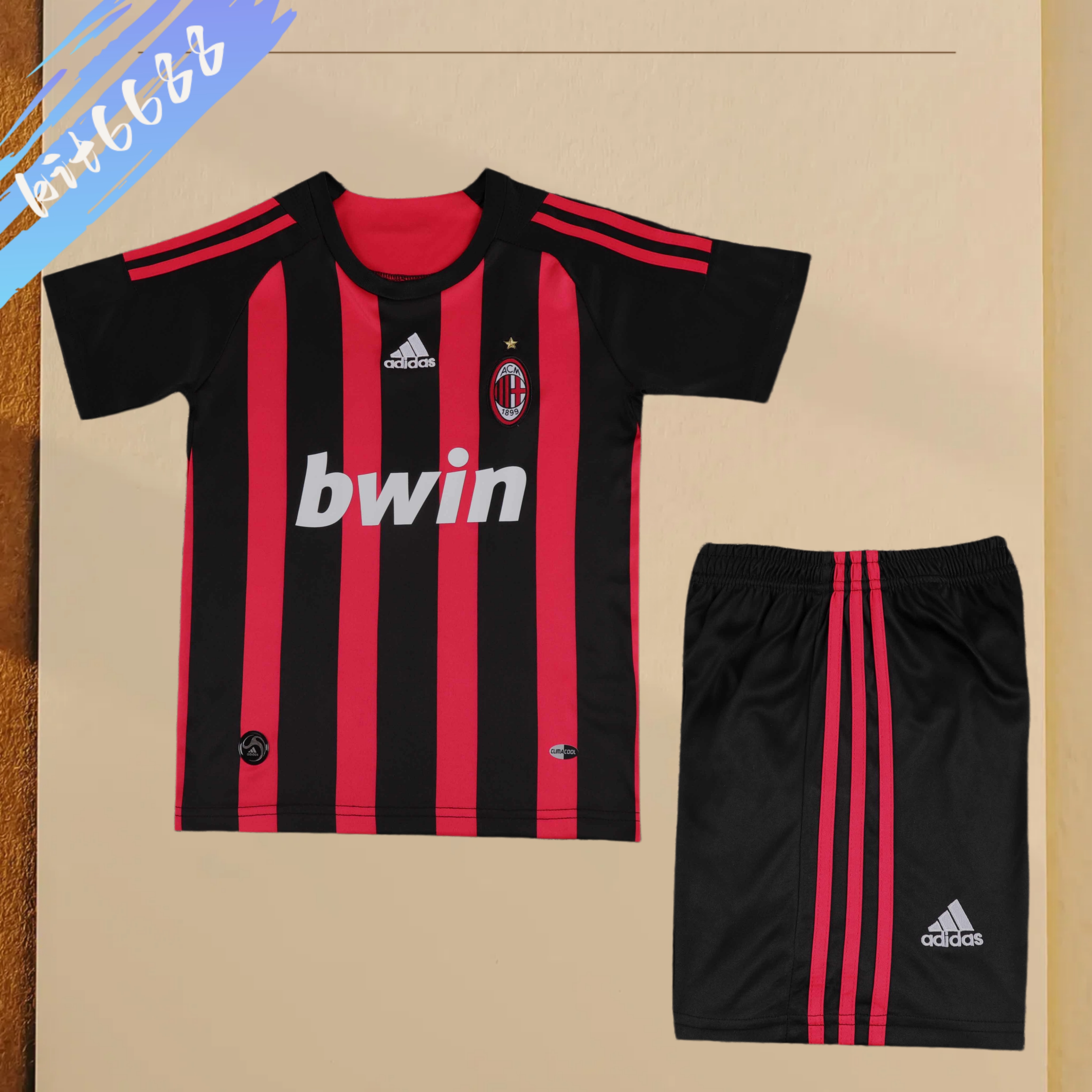 2008/2009 AC Milan home Retro Football Jersey (Kids Kit)