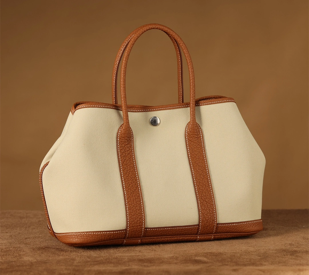 Hermes Garden Party Tote bag canvas leather / Double color matching