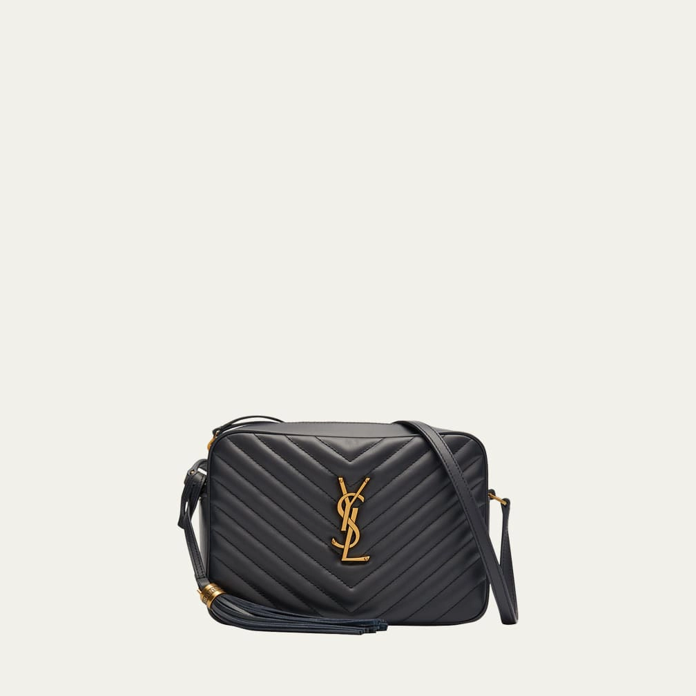 Lou Medium YSL Camera Bag with Pocket and Tassel in Quilted Leather