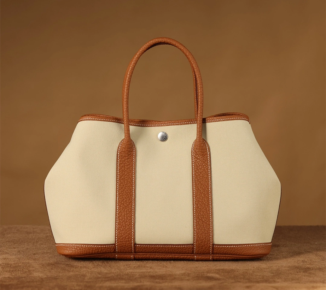 Hermes Garden Party Tote bag canvas leather / Double color matching