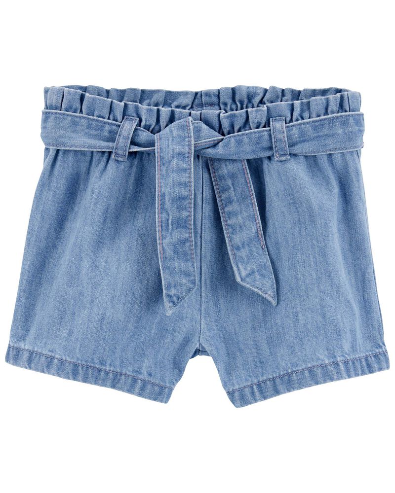 Oshkosh Belted Ruched-Waist Chambray Shorts