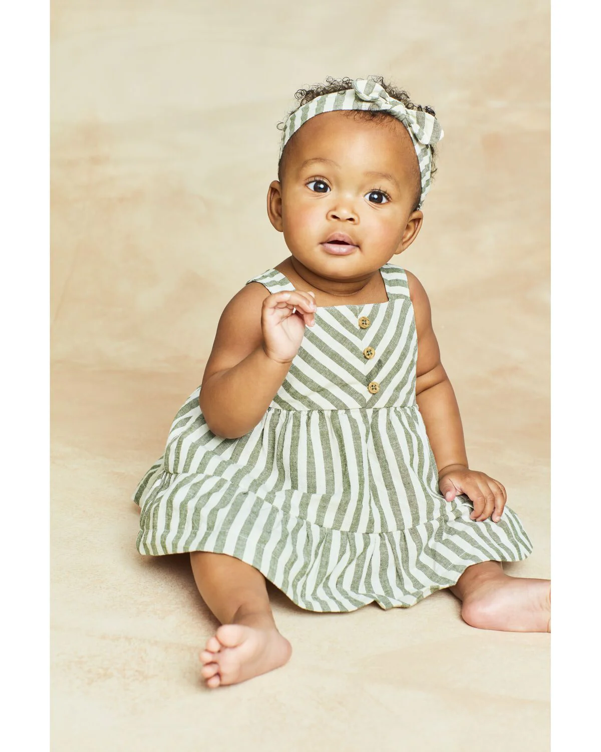 Carter's Baby 2-Piece Striped Linen Dress & Headwrap Set