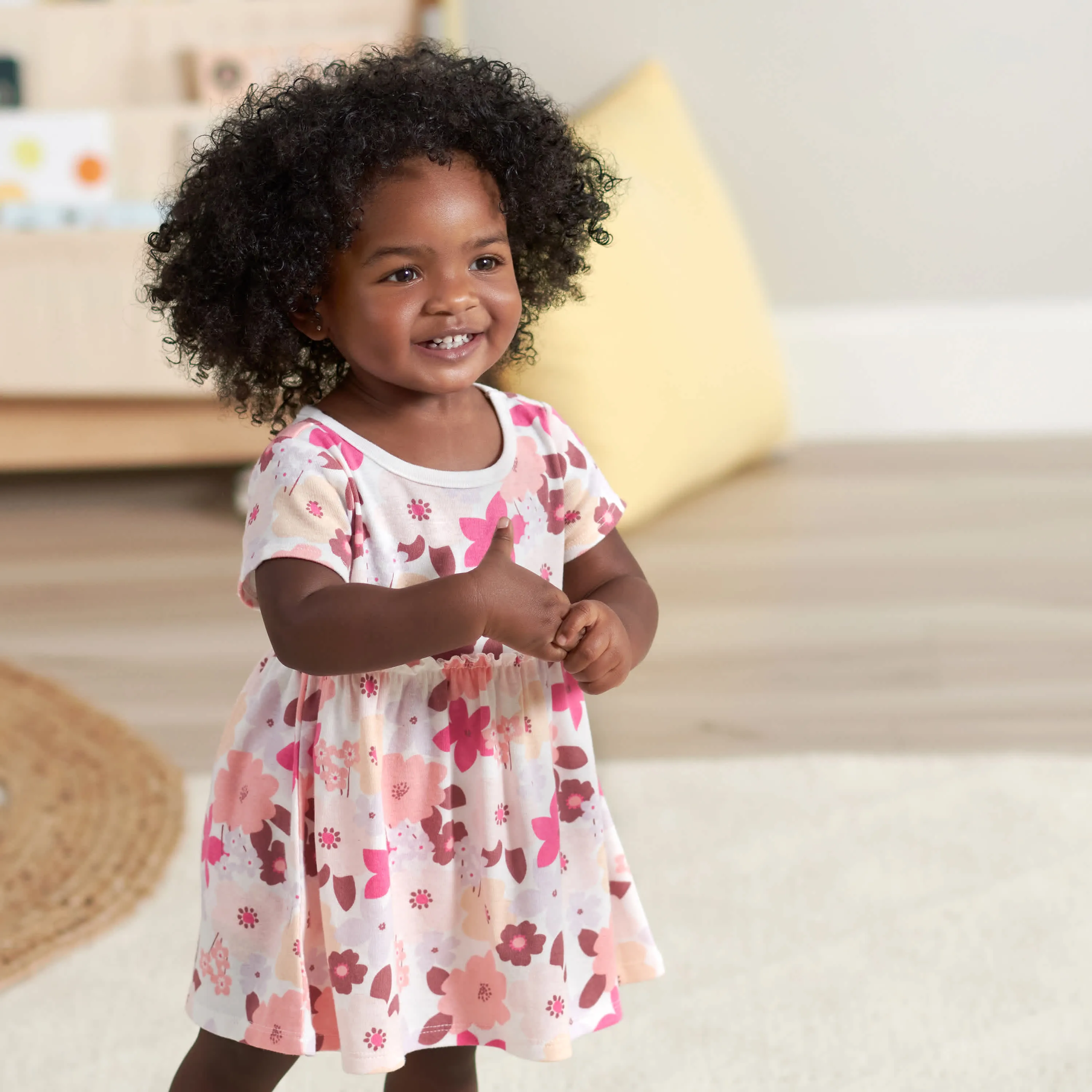 3-Piece Baby & Toddler Girls Cherry Blossom Dress, Diaper Cover & Headband Set