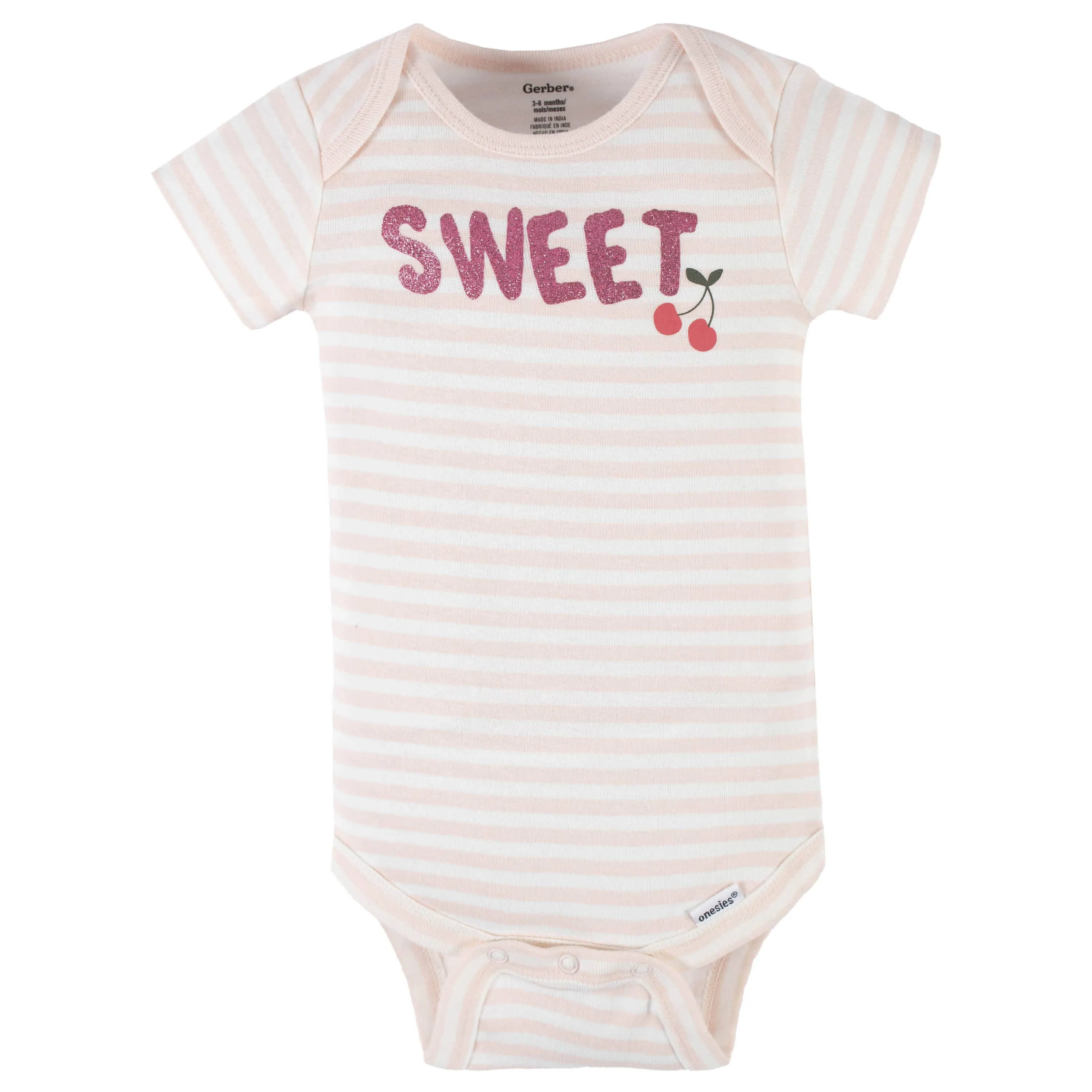 4-Pack Baby Girls Cherry Kisses Short Sleeve Onesies Bodysuits