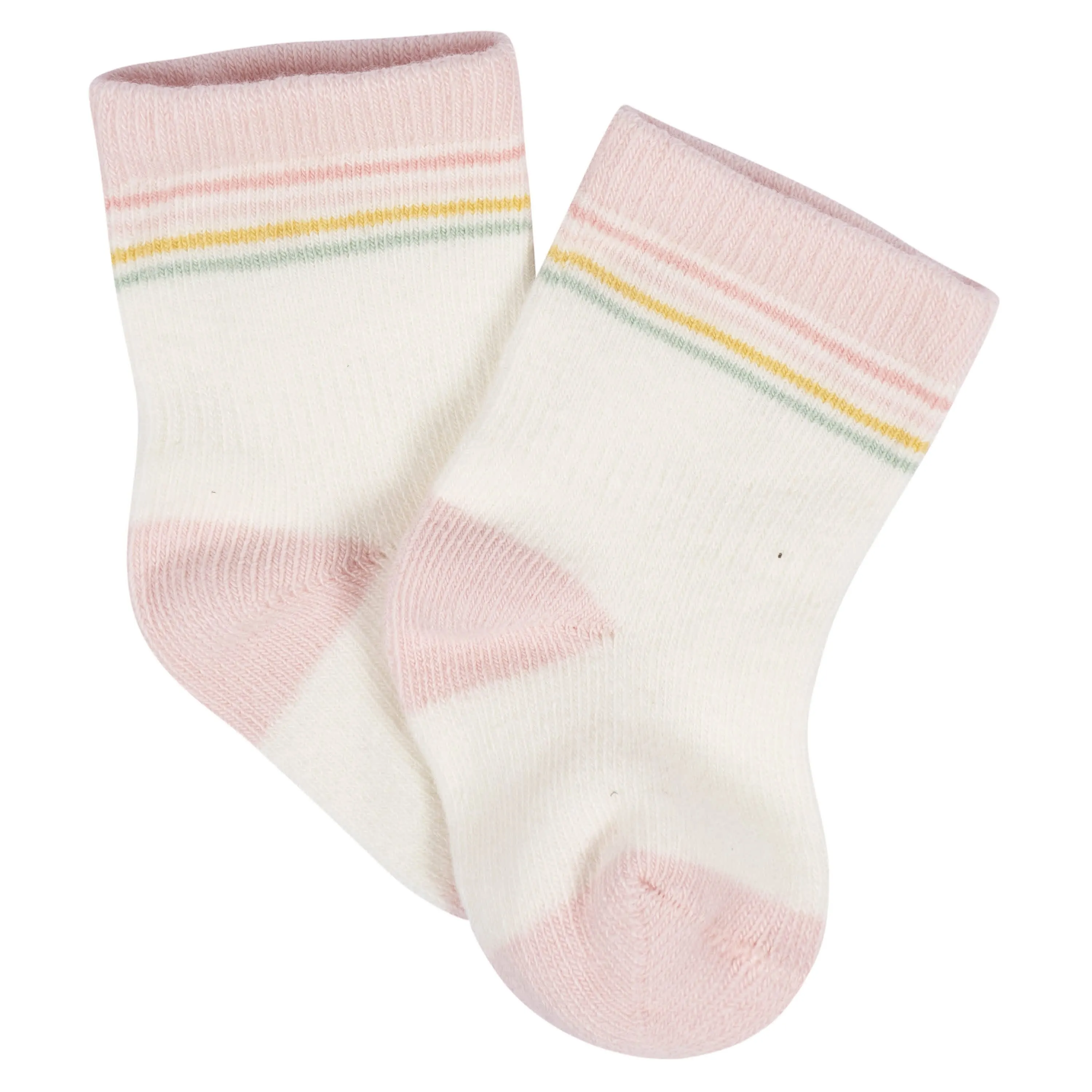 8-Pack Baby Girls Golden Floral Jersey Wiggle Proof Socks