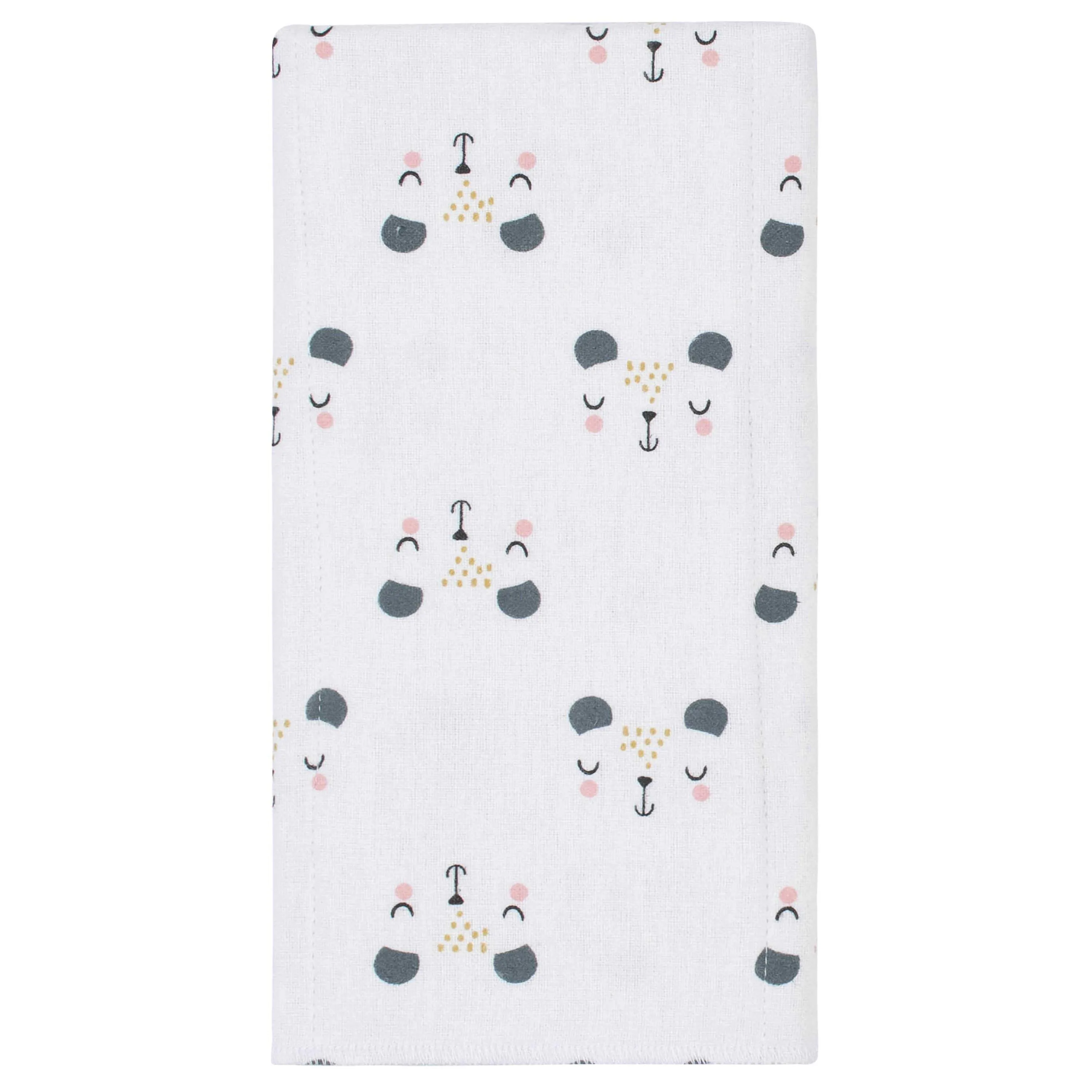 8-Pack Baby Girls Bear Flannel Burp Cloths