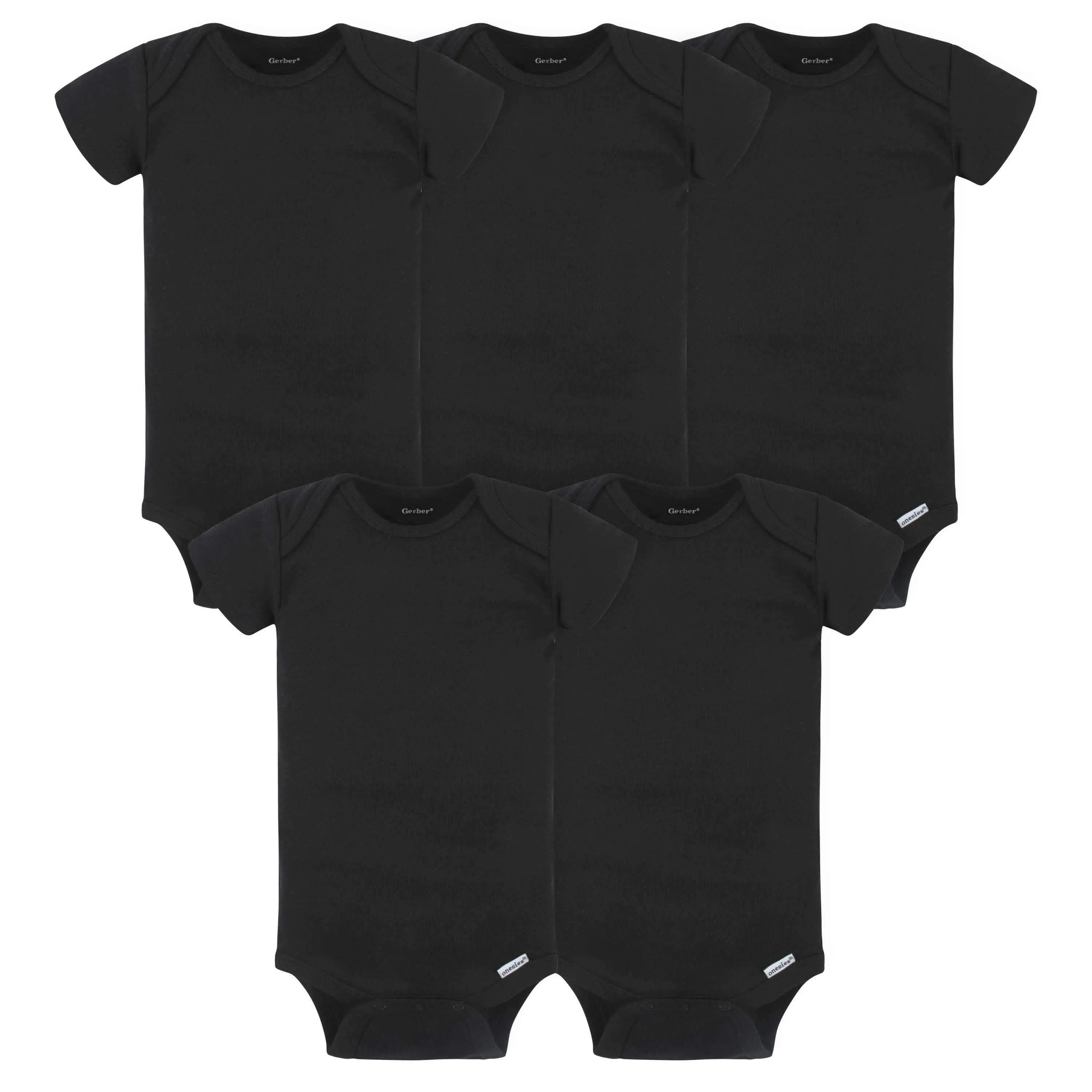 5-Pack Baby Black Ribbed Onesies Bodysuits