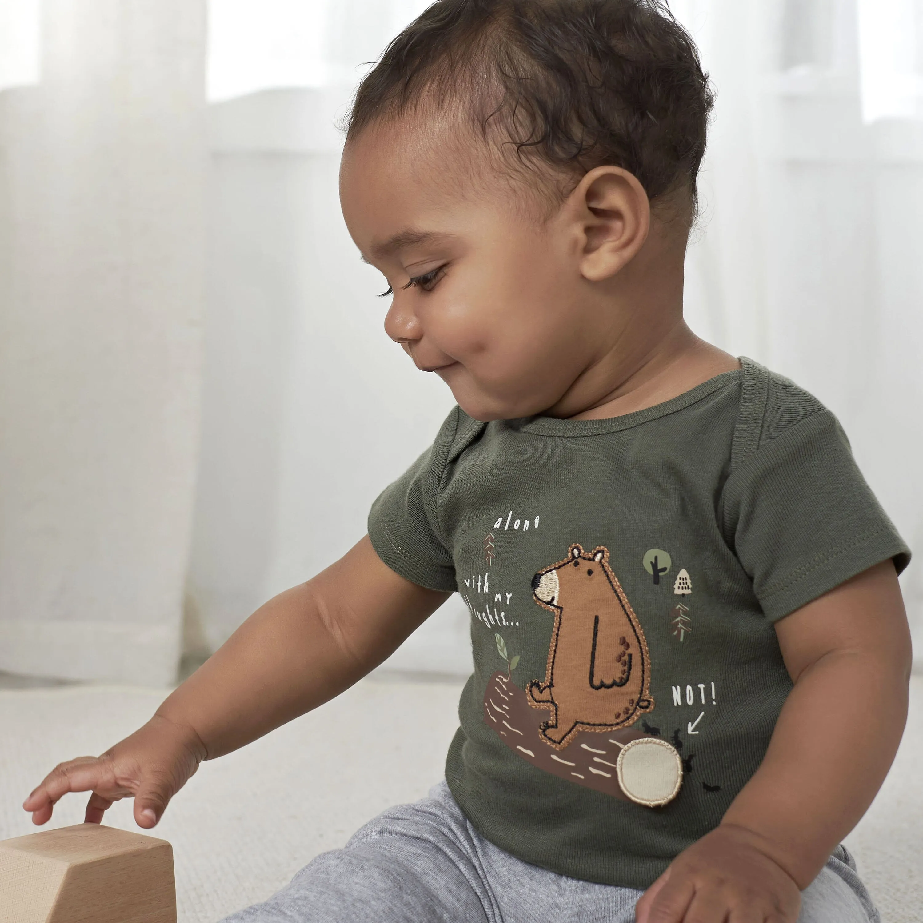 4-Pack Baby Boys Bear Short Sleeve Onesies Bodysuits