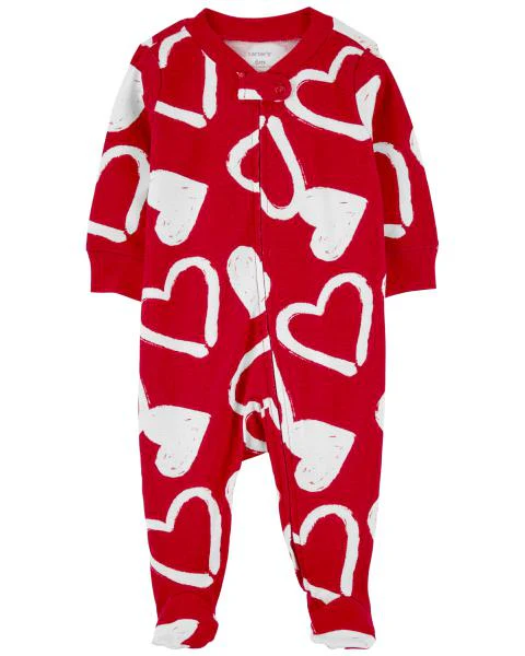 Valentine's Day 2-Way Zip Cotton Sleep and Play