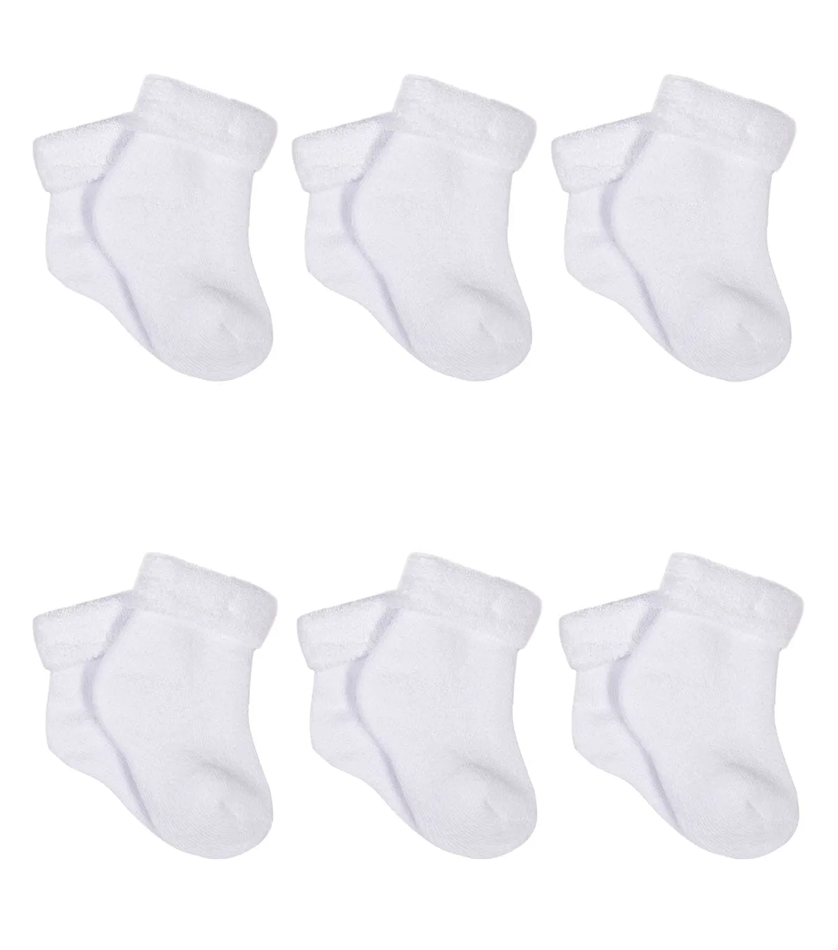 6-Pack Organic Baby Neutral White Wiggle Proof Ankle Bootie Socks