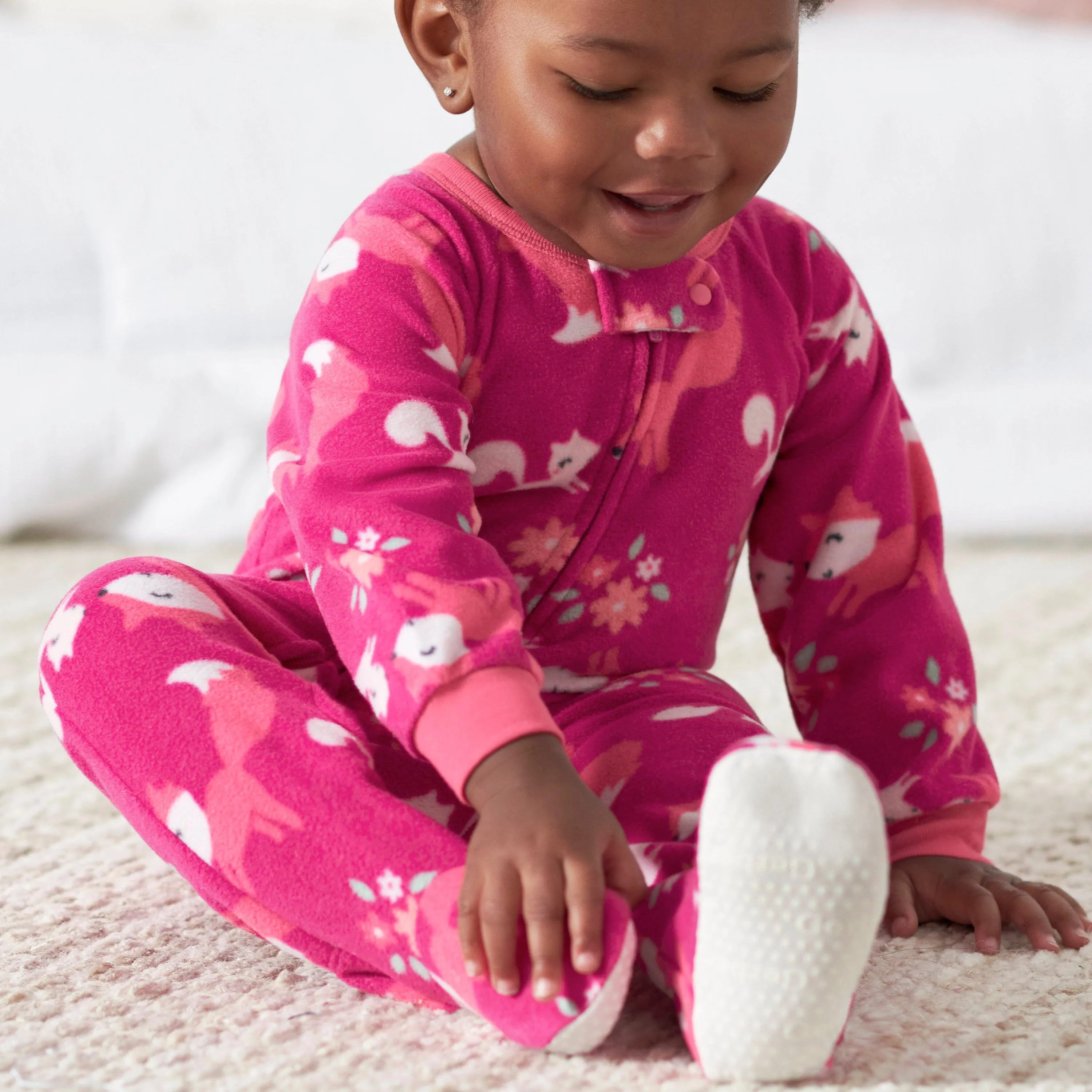 2-Pack Baby & Toddler Girls Pink Fox Fleece Pajamas