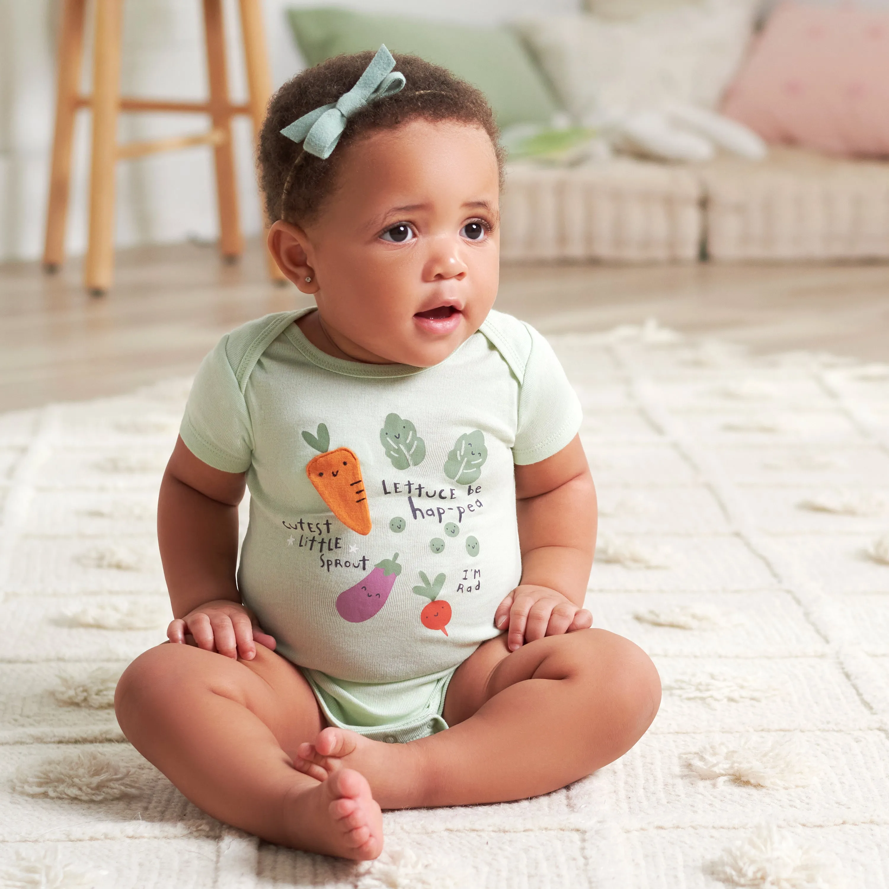 5-Pack Baby Neutral Happy Veggies Onesies Bodysuits