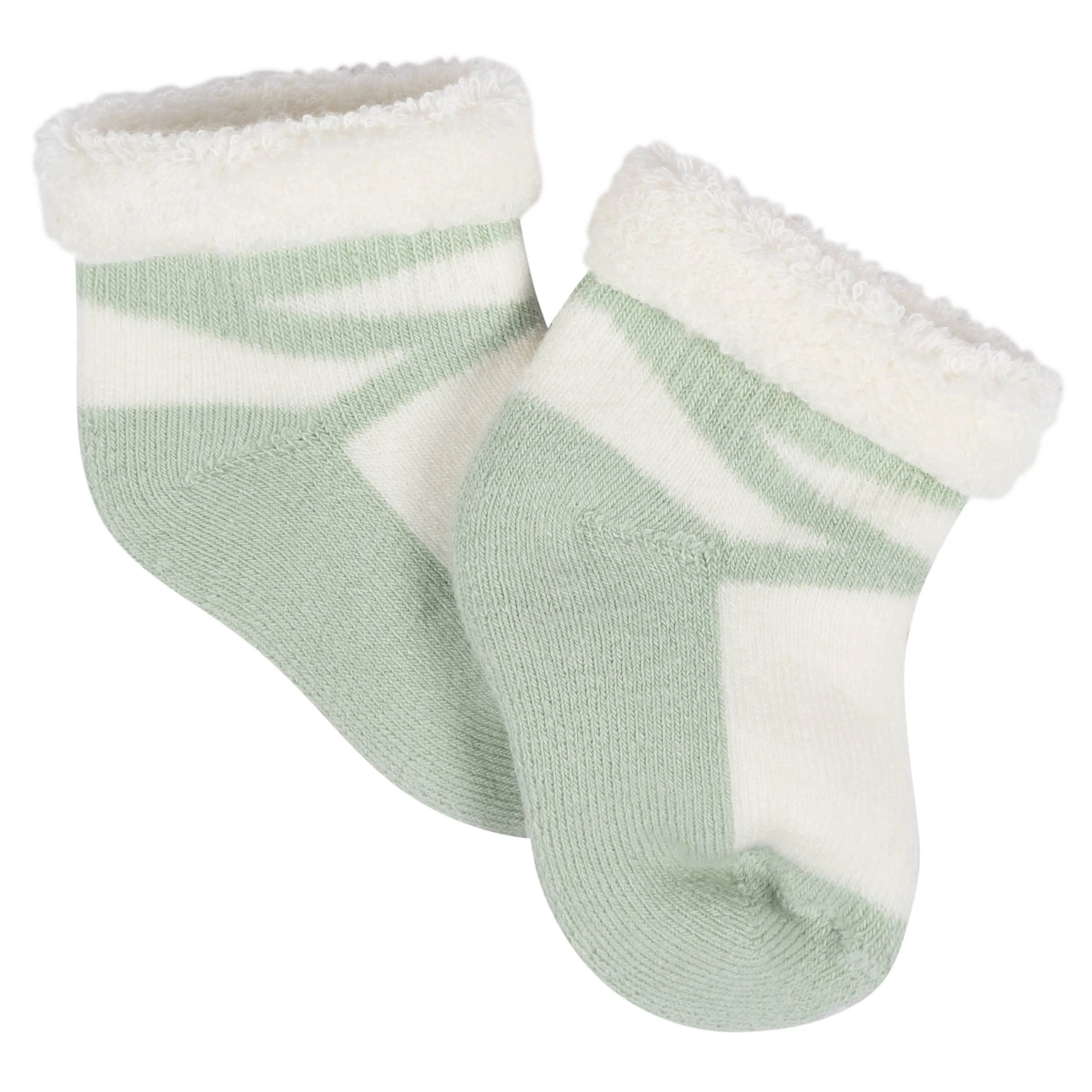 12-Pack Baby Girls Golden Floral Terry Wiggle Proof Socks