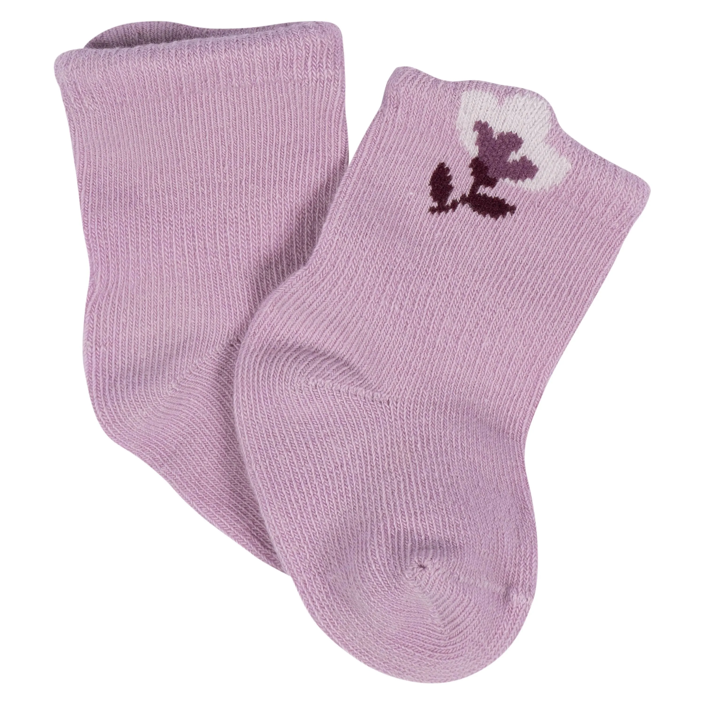 8-Pack Baby Girls Lavender Garden Jersey Wiggle Proof Socks