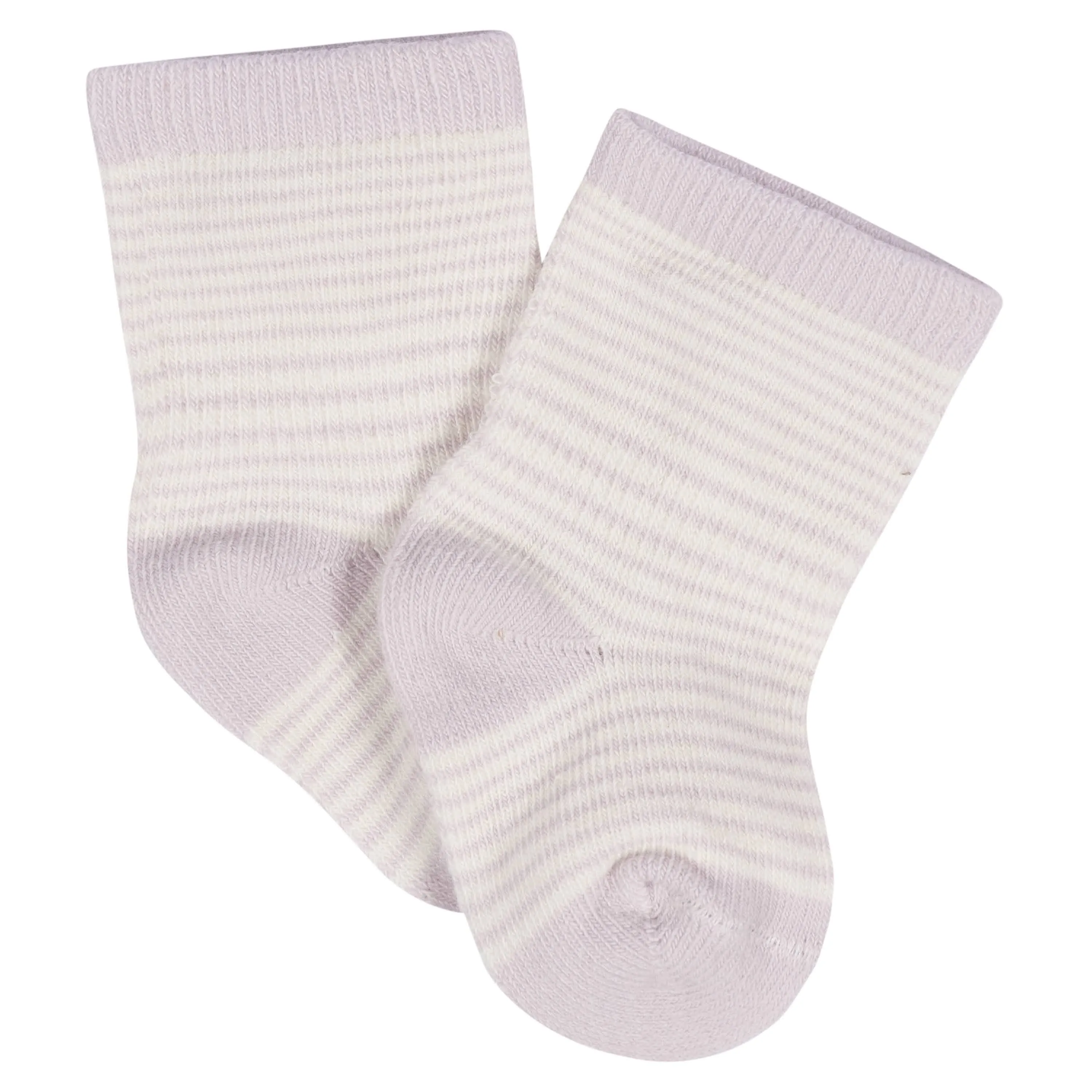 8-Pack Baby Girls Lavender Garden Jersey Wiggle Proof Socks